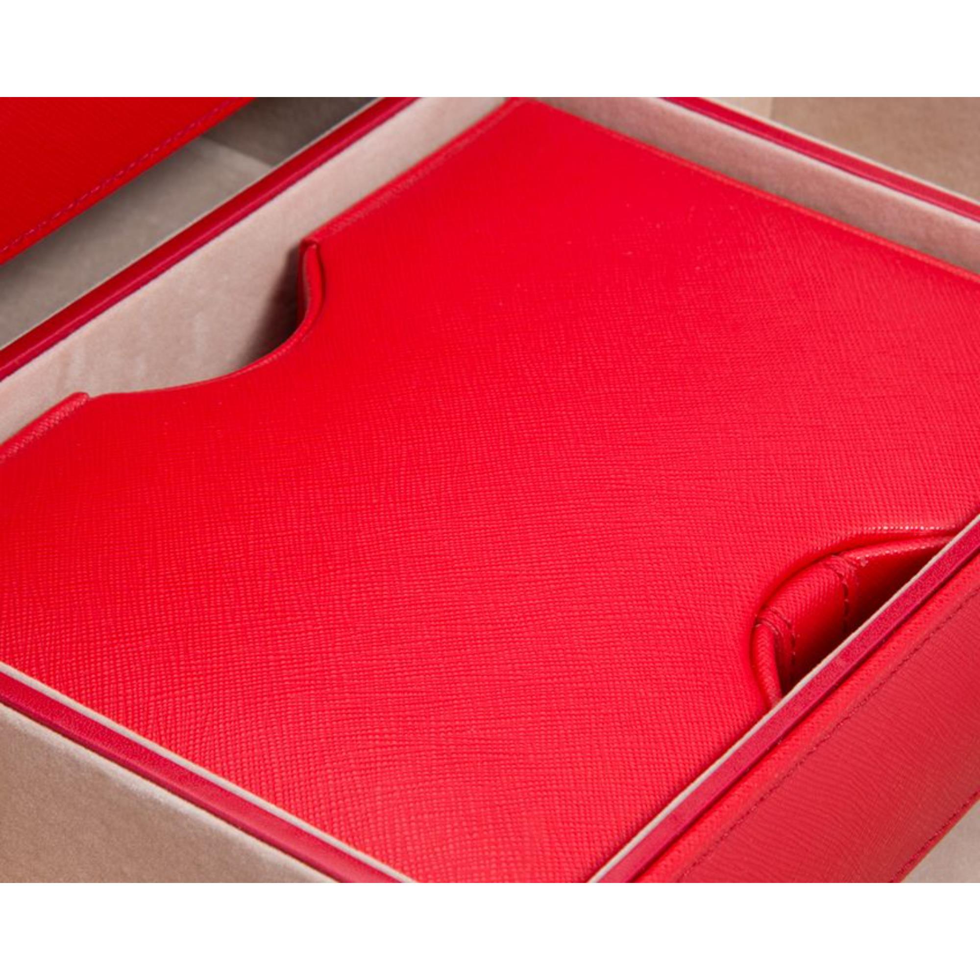 WOLF Heritage Jewelry Armoire Red Saffiano Leather 280814
