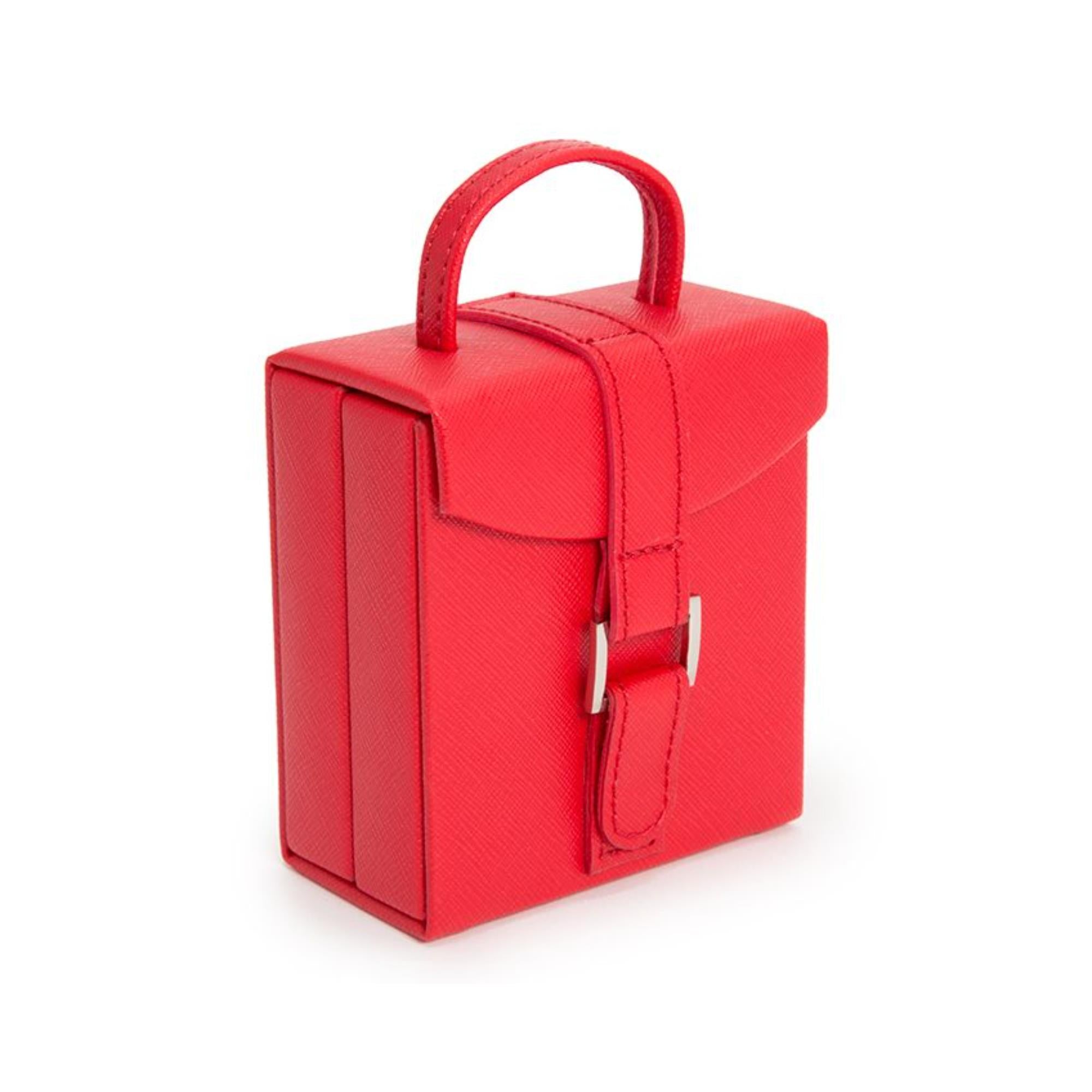 WOLF Heritage Fold-Out Jewelry Box Red Saffiano Leather 281214