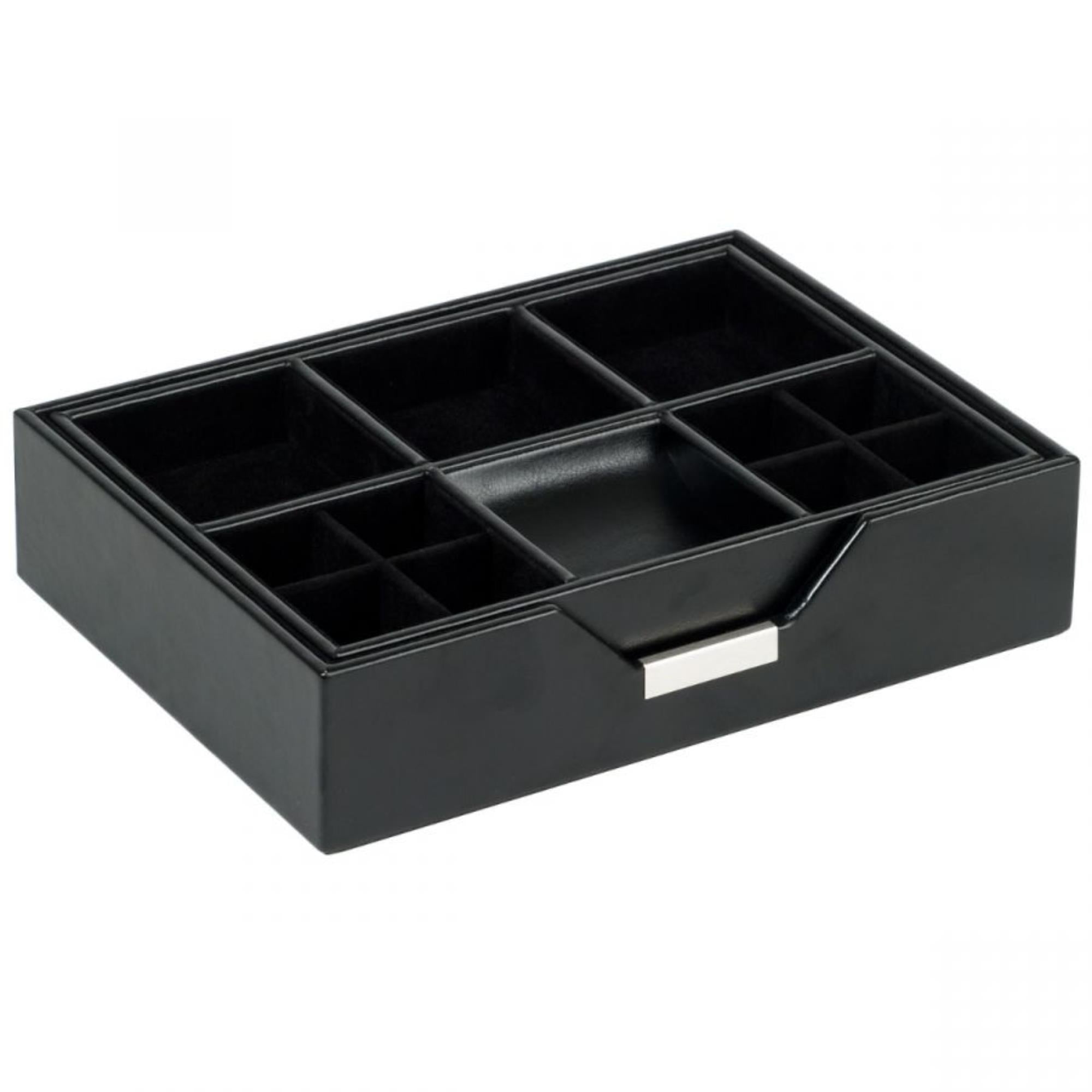 WOLF Heritage Set of 2 Valet Trays Black Leather 290302