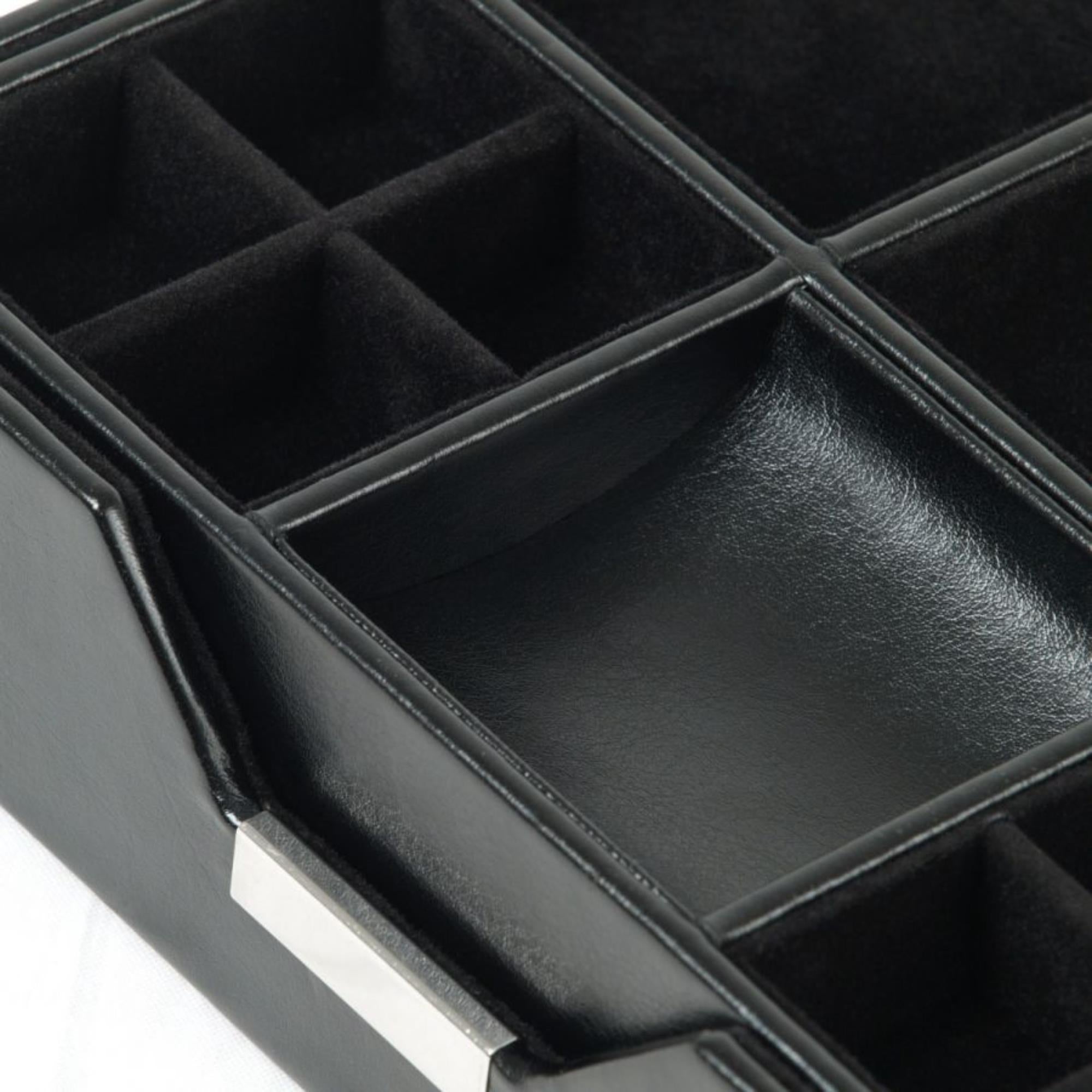 WOLF Heritage Set of 2 Valet Trays Black Leather 290302
