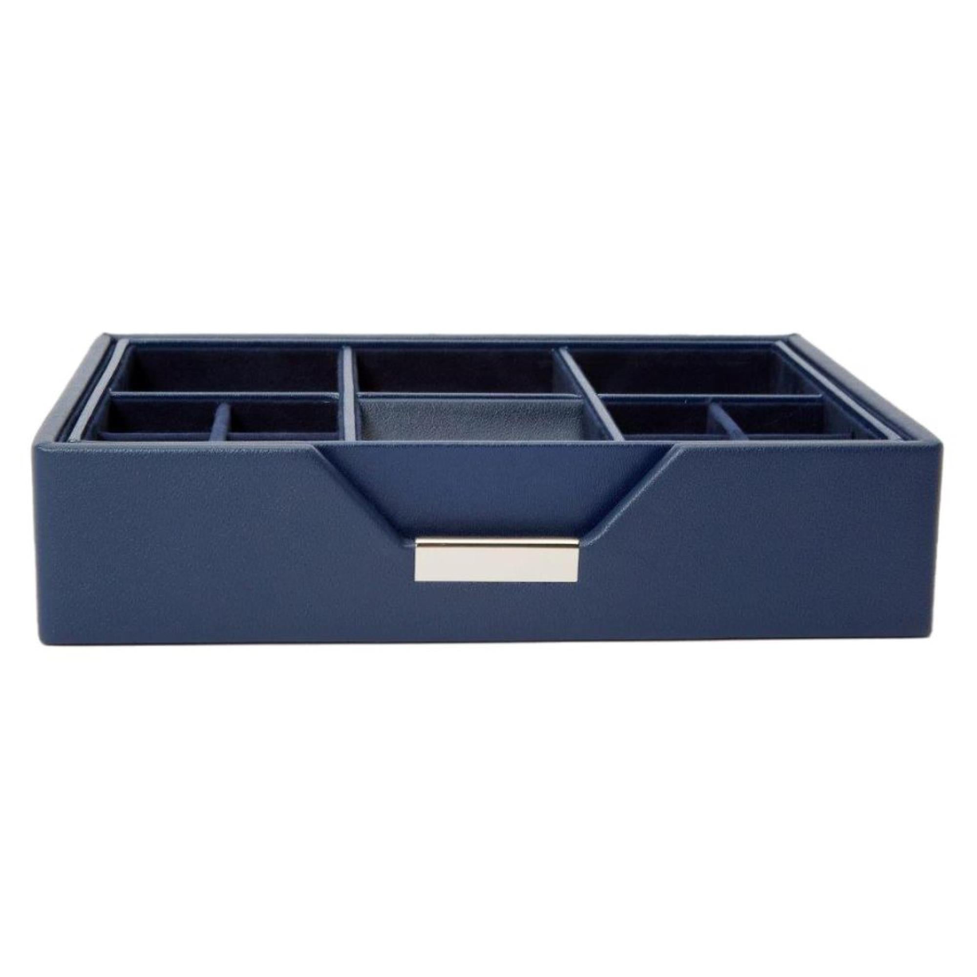 WOLF Heritage Set of 2 Valet Trays Navy Leather 290317
