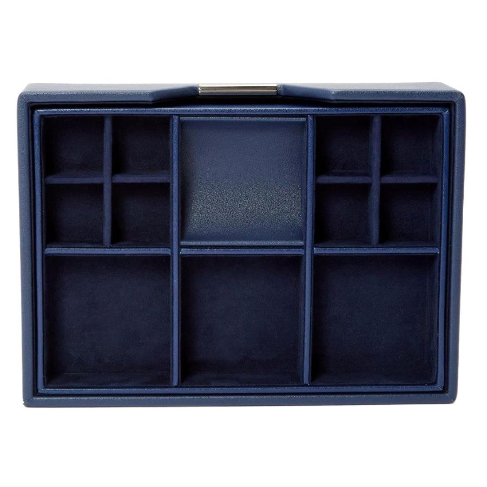 WOLF Heritage Set of 2 Valet Trays Navy Leather 290317