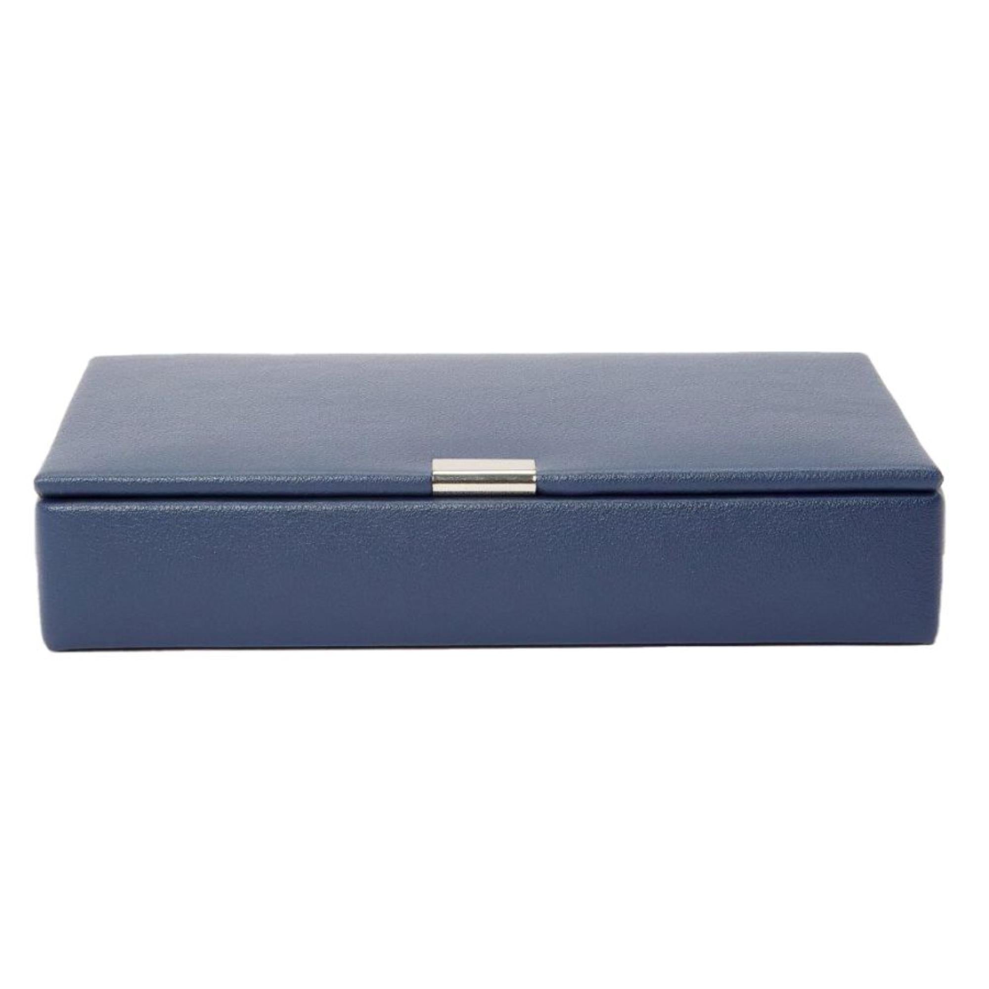 WOLF Heritage 15-Piece Cufflink Box Navy Leather 290517