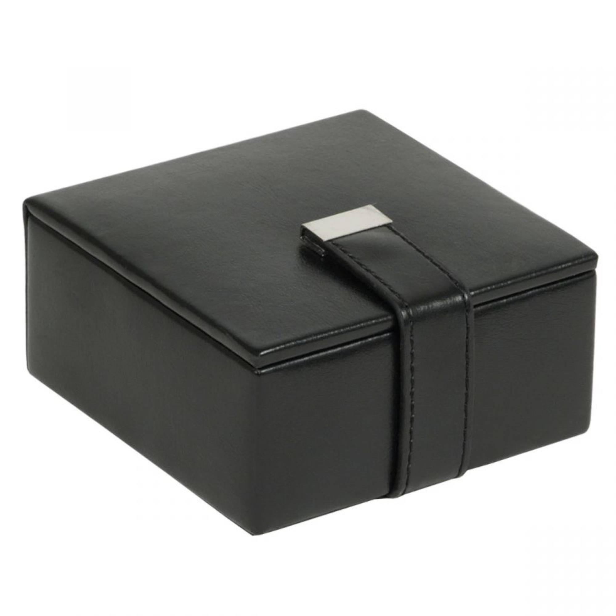 WOLF Heritage 4-Piece Cufflink Box Black Leather 290602