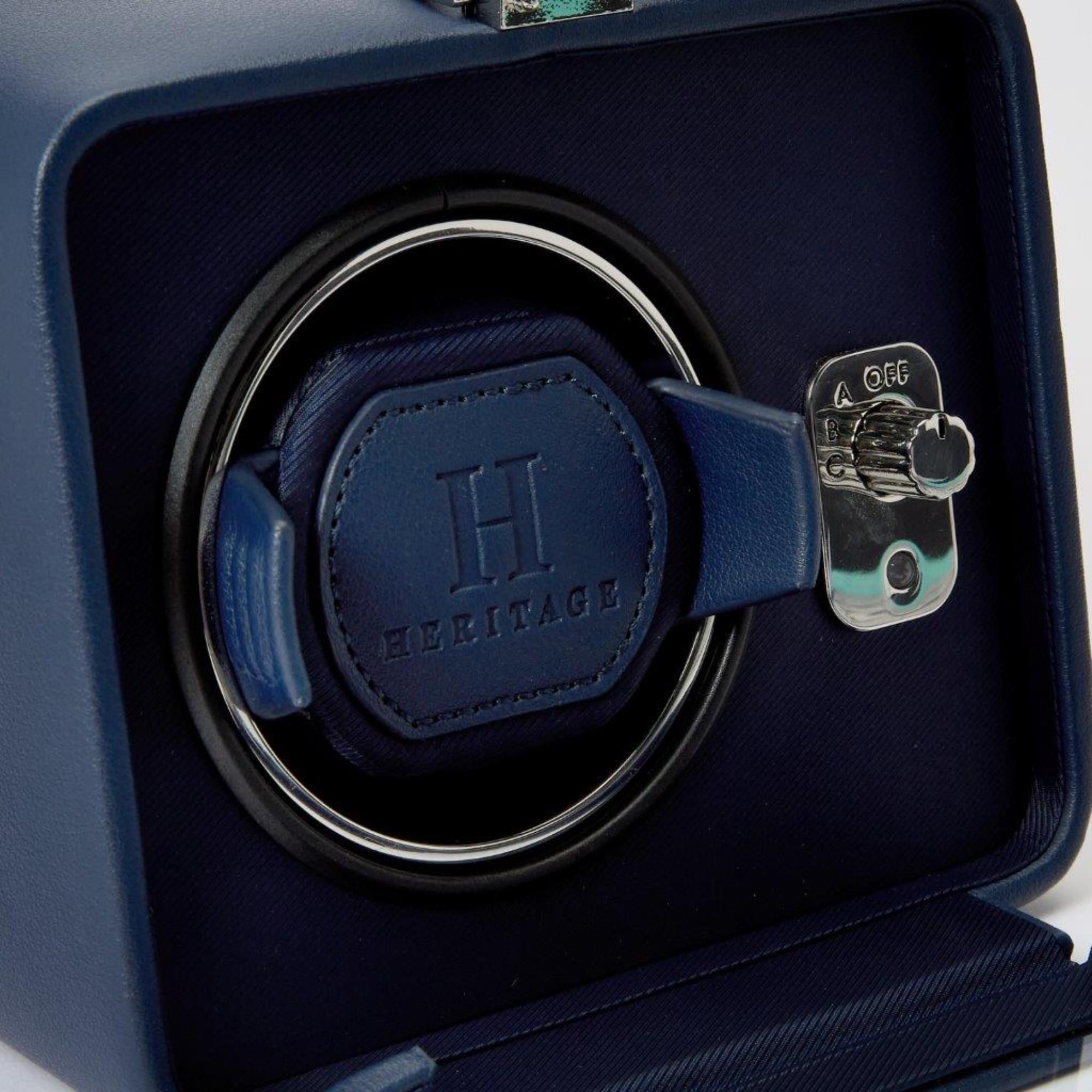 WOLF Heritage Single Winder with Glass Cover Navy 452517