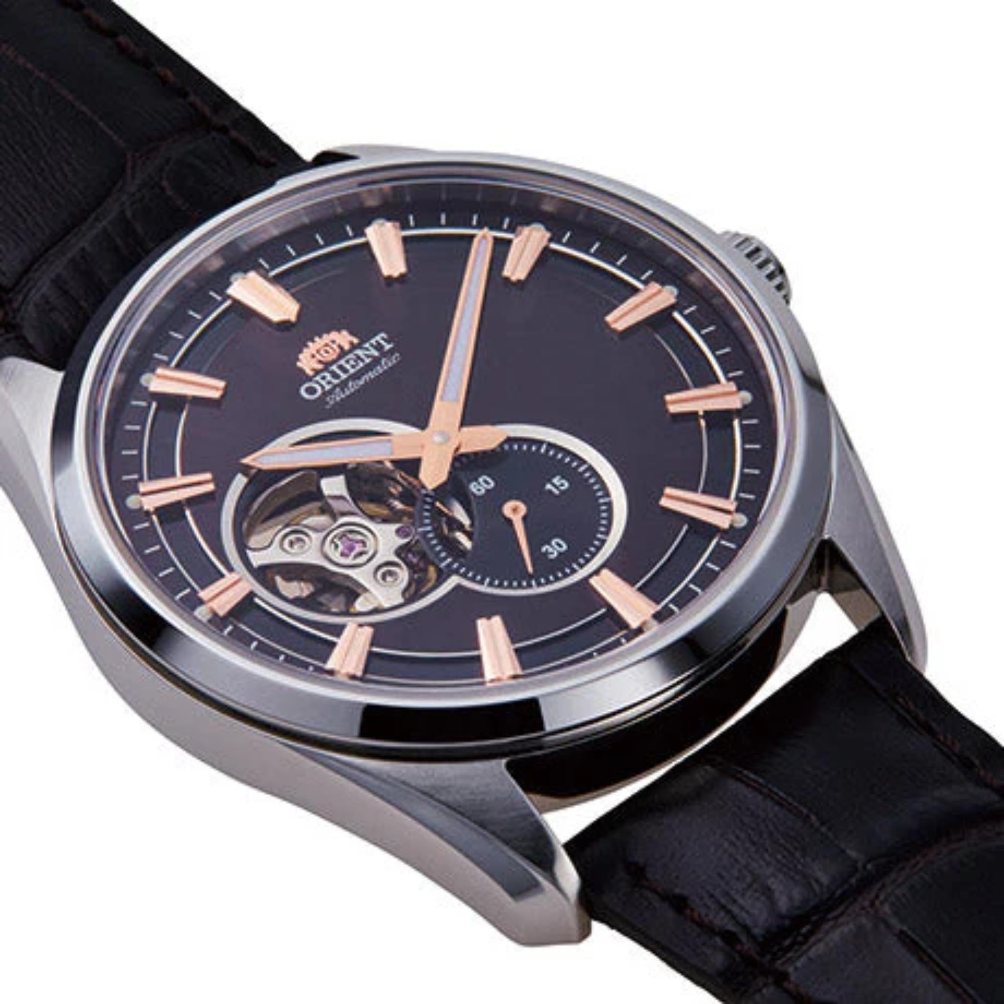 Orient Semi Skeleton Open Heart Mechanical Black Dial Men’s Watch RA-AR0005Y30B