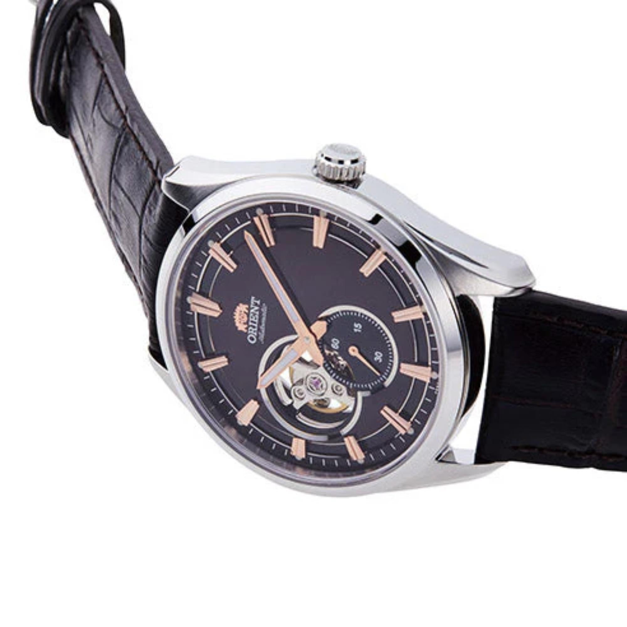 Orient Semi Skeleton Open Heart Mechanical Black Dial Men’s Watch RA-AR0005Y30B