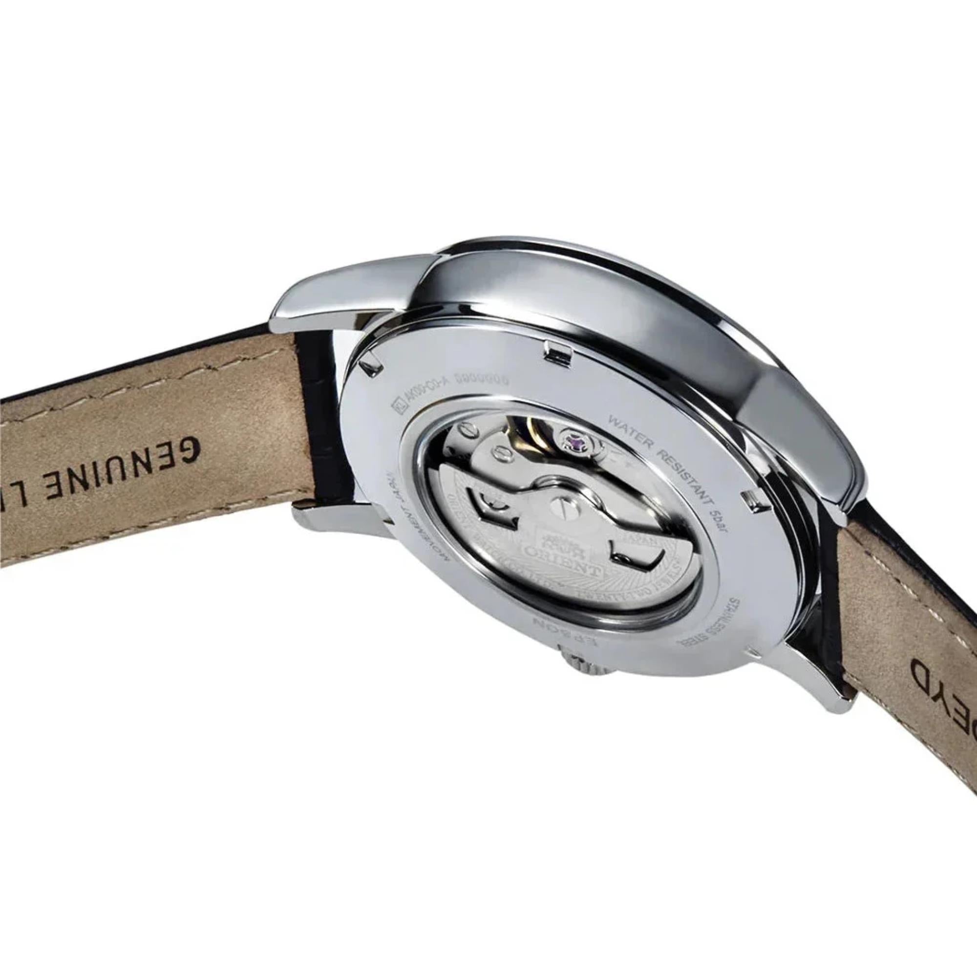 Orient Sun and Moon White Dial Leather Strap Men's Watch RA-AK0008S30B