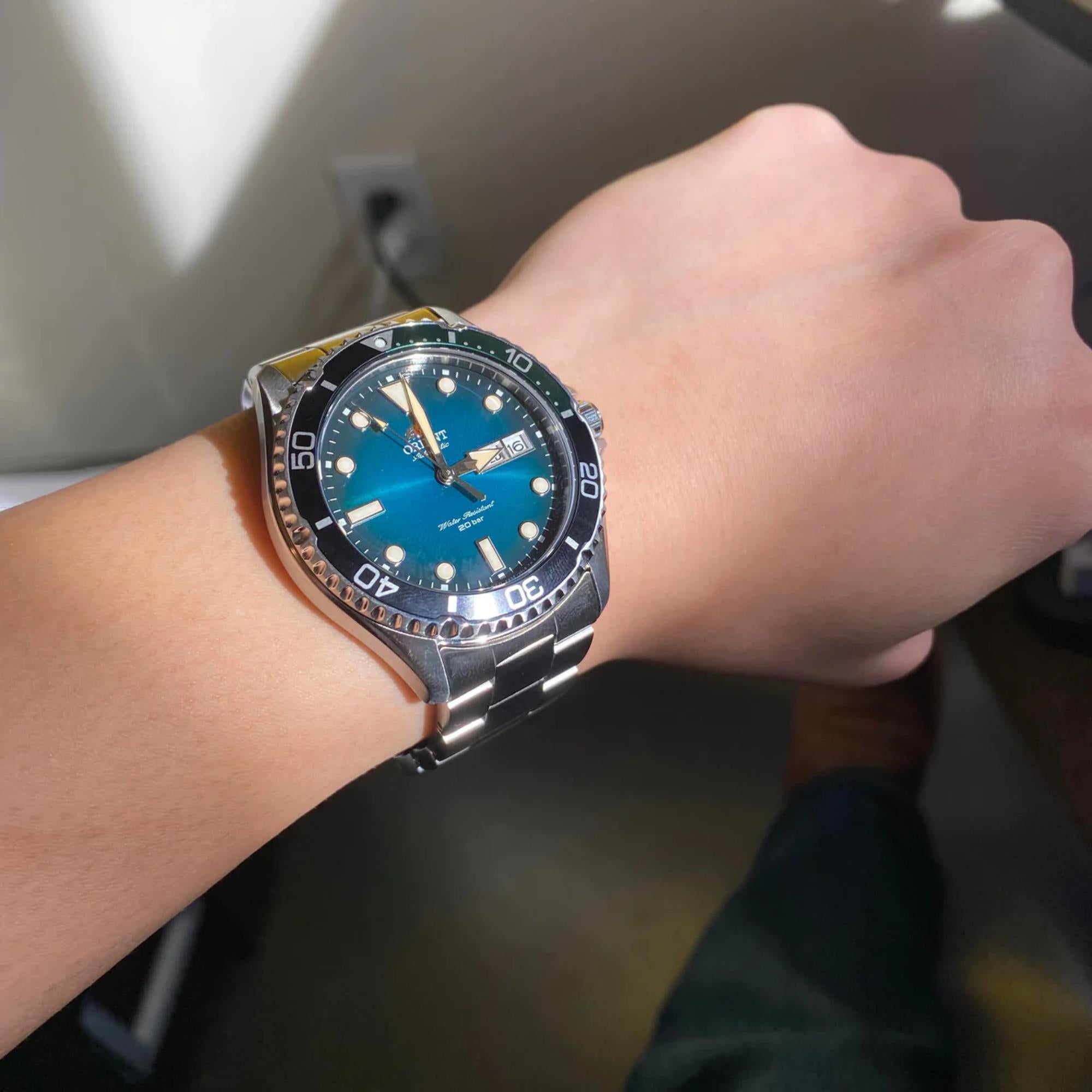 Orient Mako 42mm Green Dial Steel Mens Automatic Watch RA-AA0811E39B