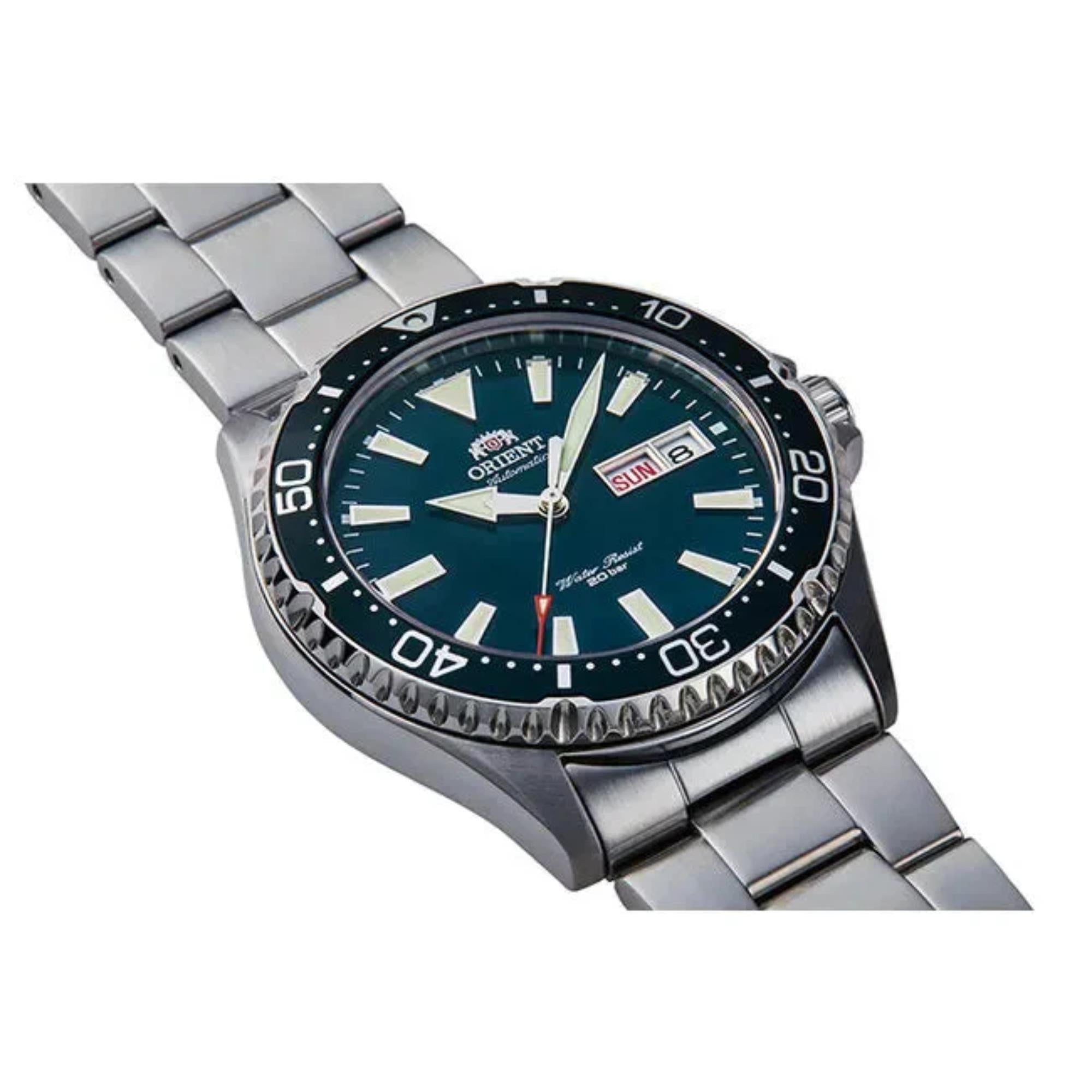 Orient Mako 42mm Green Dial Steel Mens Automatic Watch RA-AA0004E39B