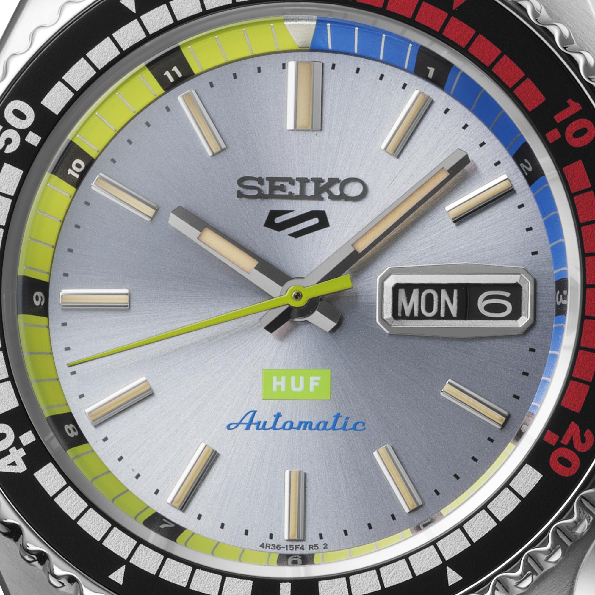 Seiko 5 Sports x HUF Limited Edition Collaboration II Silver Dial Men's Watch SRPL33K1