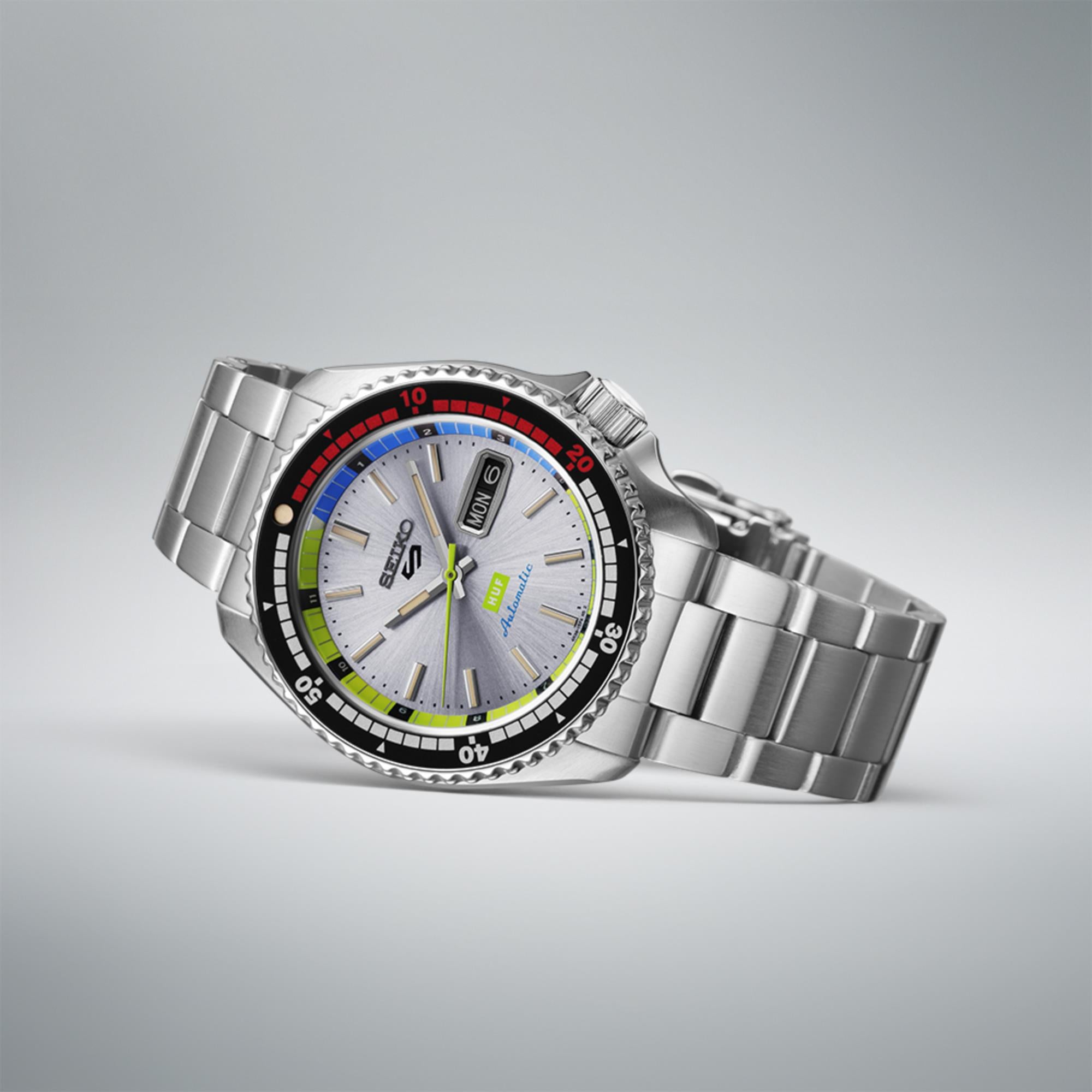 Seiko 5 Sports x HUF Limited Edition Collaboration II Silver Dial Men's Watch SRPL33K1