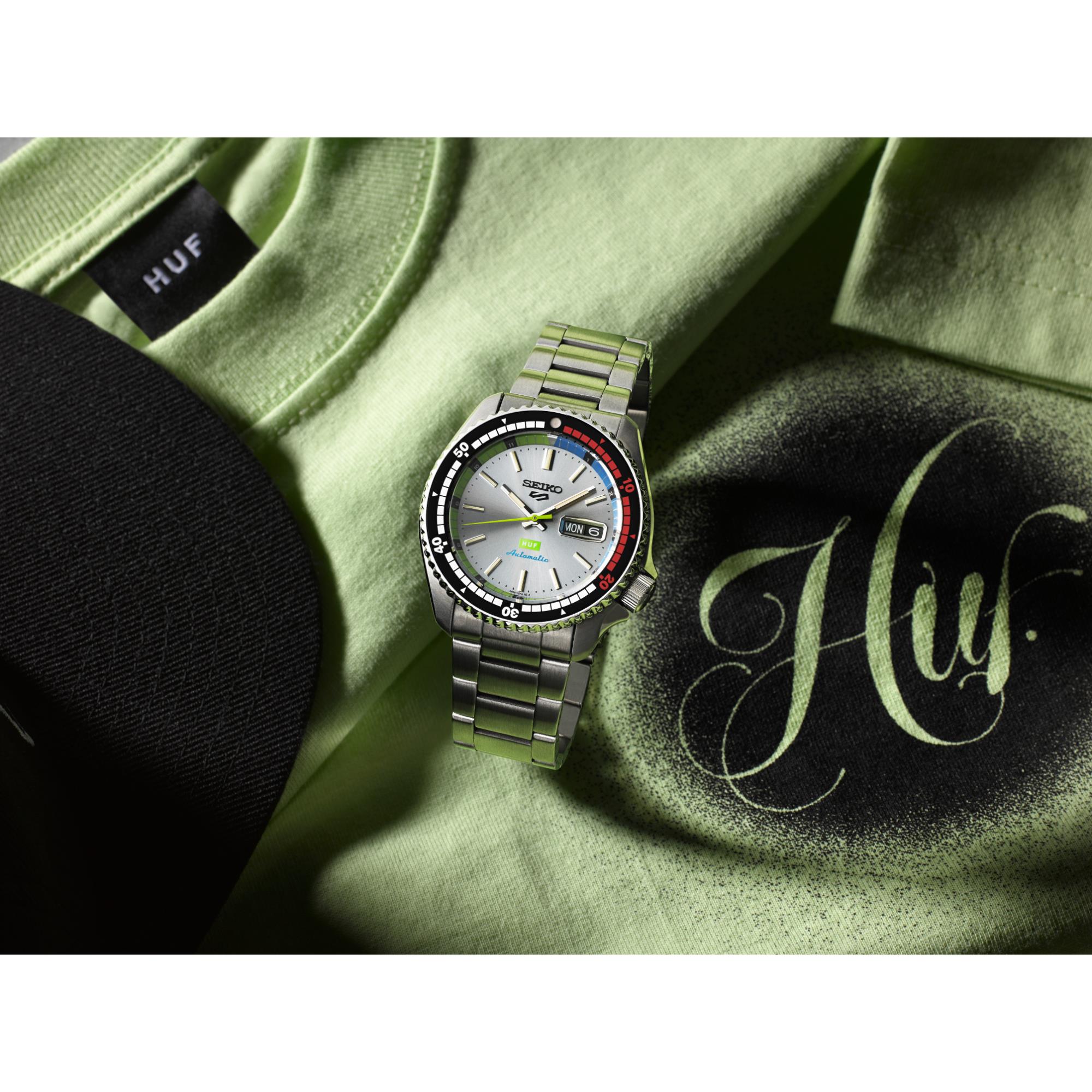 Seiko 5 Sports x HUF Limited Edition Collaboration II Silver Dial Men's Watch SRPL33K1