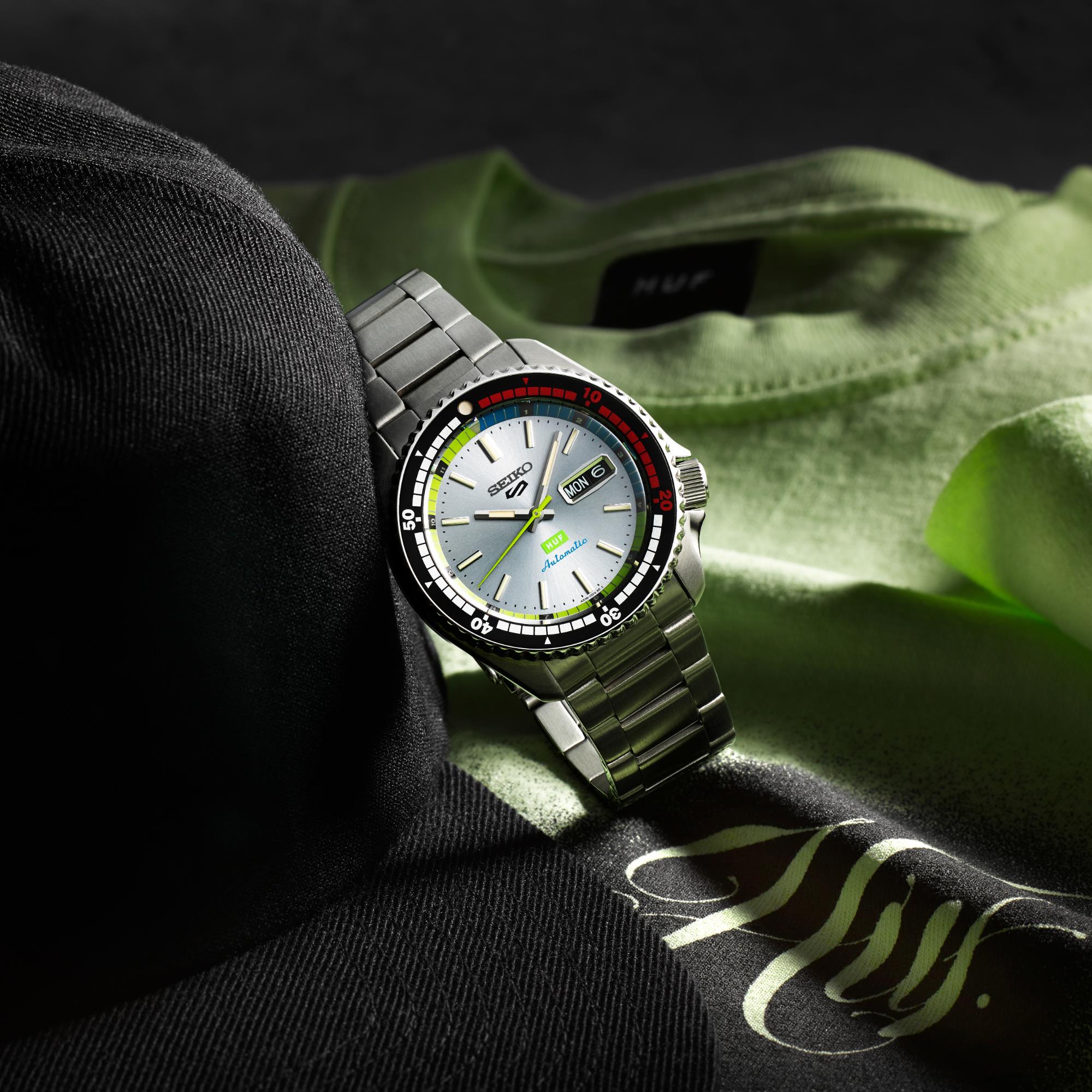 Seiko 5 Sports x HUF Limited Edition Collaboration II Silver Dial Men's Watch SRPL33K1