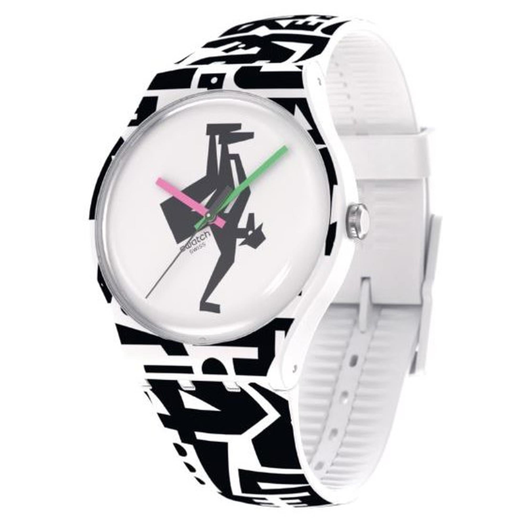 Swatch Quartz Break Free FROM THE ARCHIVE Illustrated Dial Transparent Silicone Strap Unisex Watch SO29Z147 SO29Z147