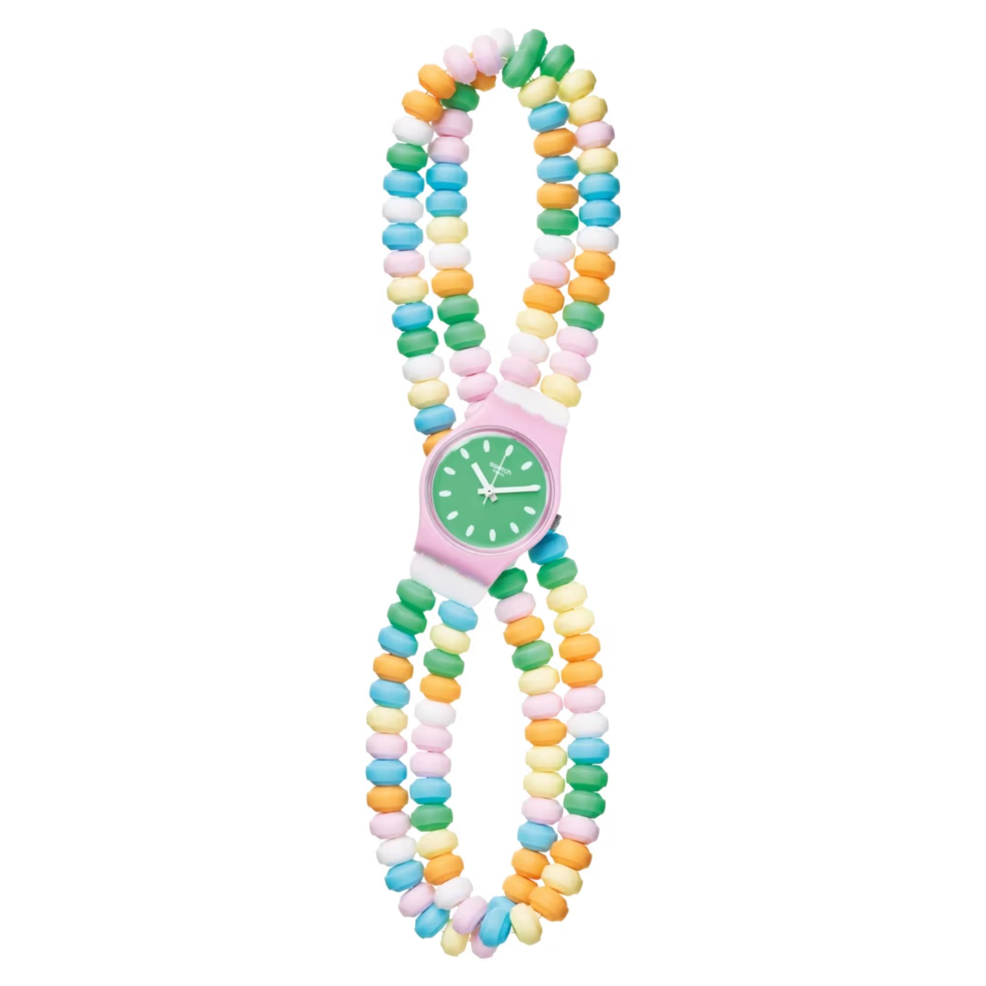 Swatch Caramellisima Women’s Quartz Plastic Strap Green Dial Watch LP135B