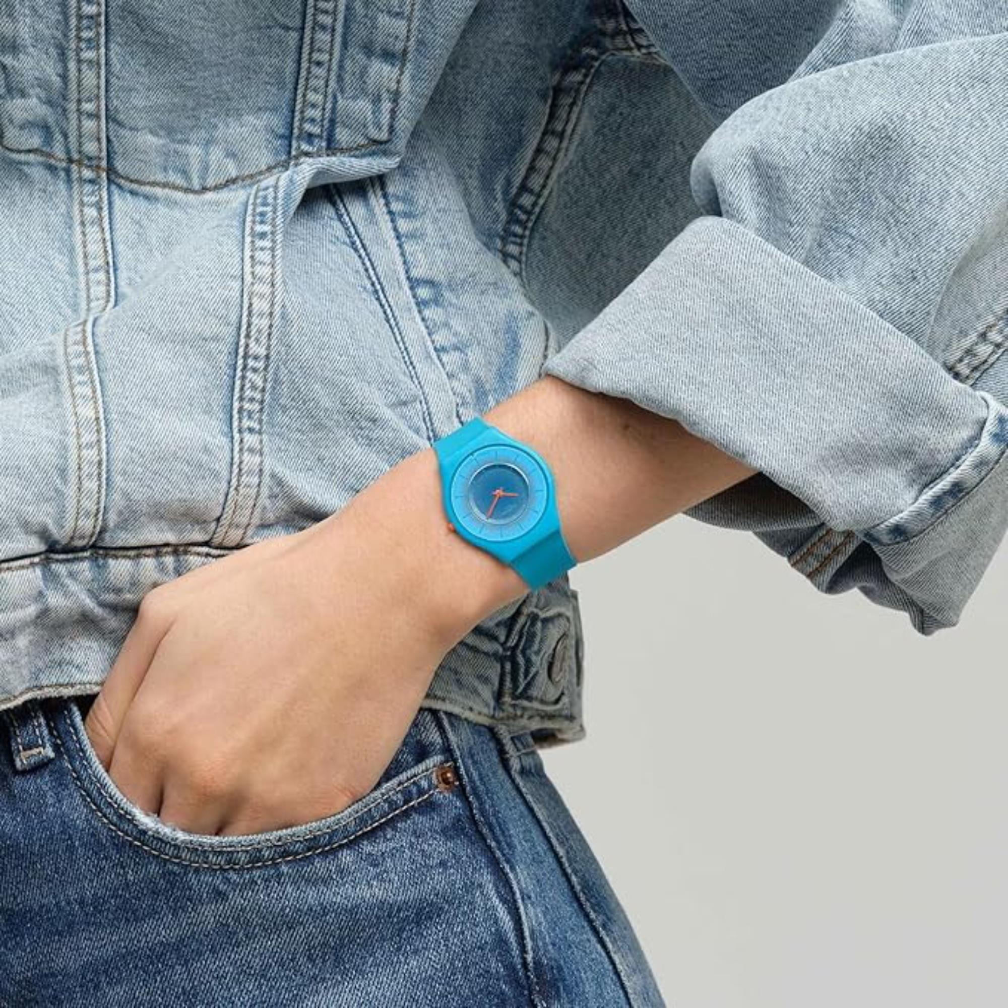 Swatch Skin Radiantly Teal Quartz Blue Dial Unisex Watch SS08N114