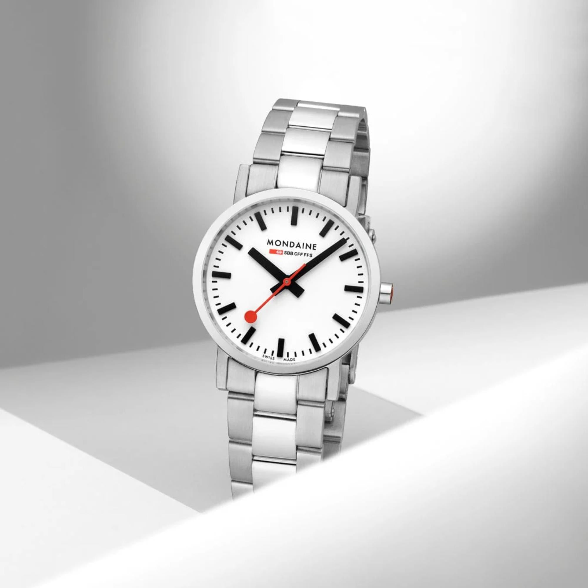 Mondaine Classic Stainless Steel Strap White Dial Ladies Watch A658.30323.11SBJ