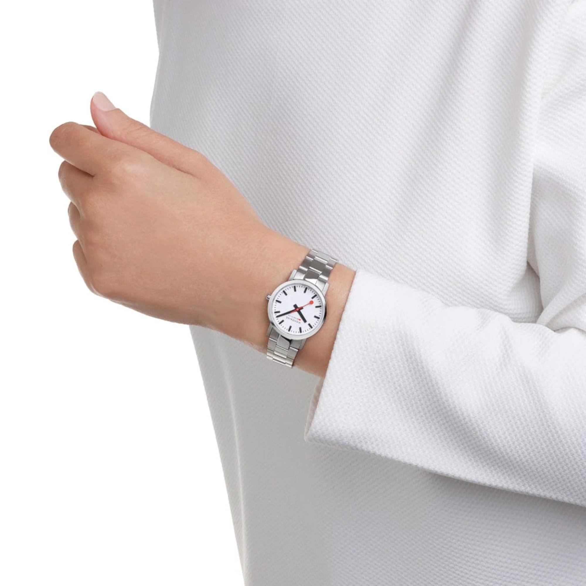 Mondaine Classic Stainless Steel Strap White Dial Ladies Watch A658.30323.11SBJ