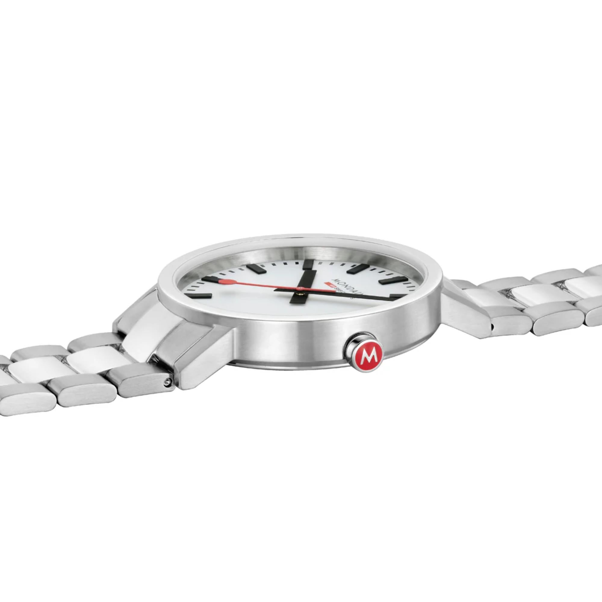 Mondaine Classic Stainless Steel Strap White Dial Unisex Watch A660.30360.11SBJ