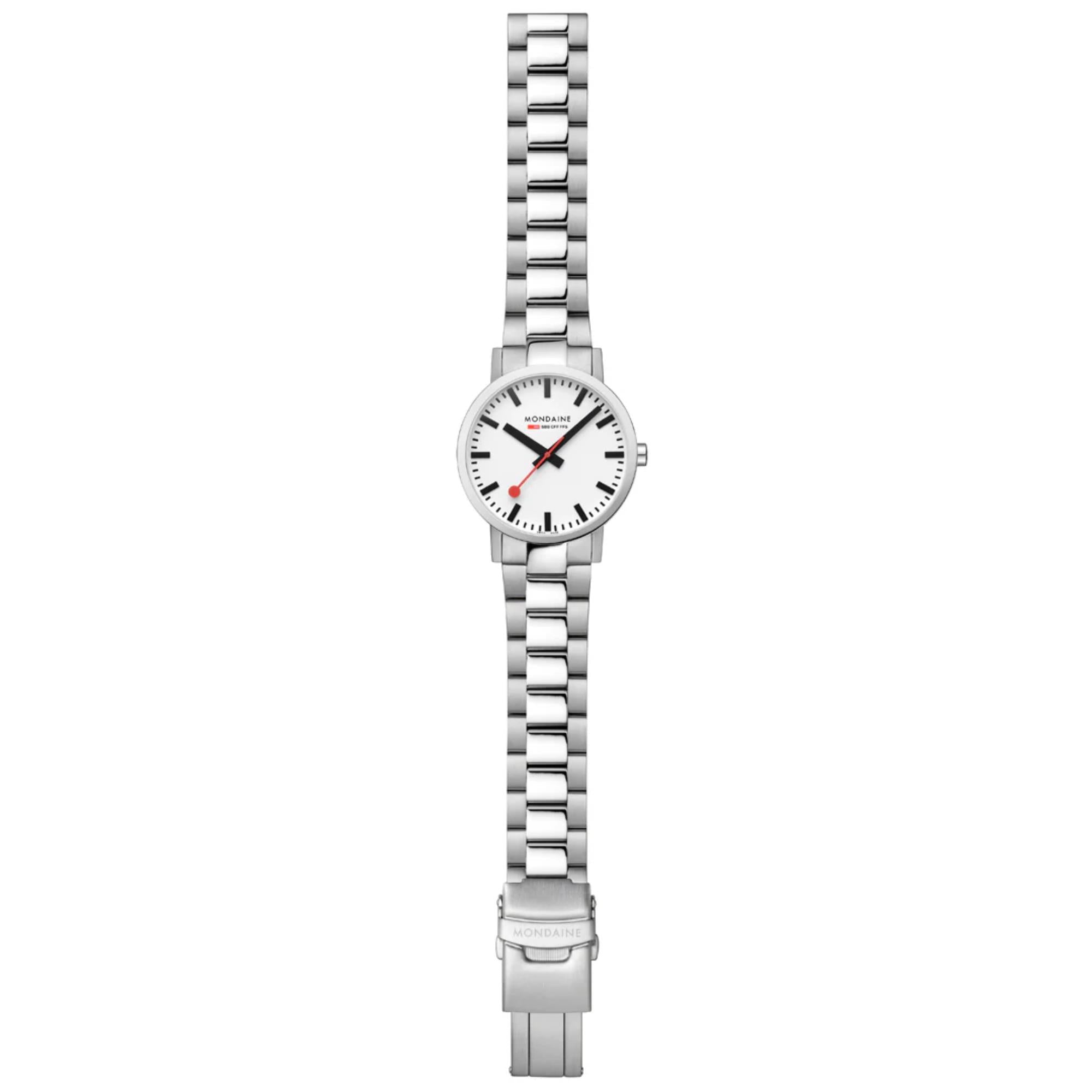 Mondaine Classic Stainless Steel Strap White Dial Unisex Watch A660.30360.11SBJ