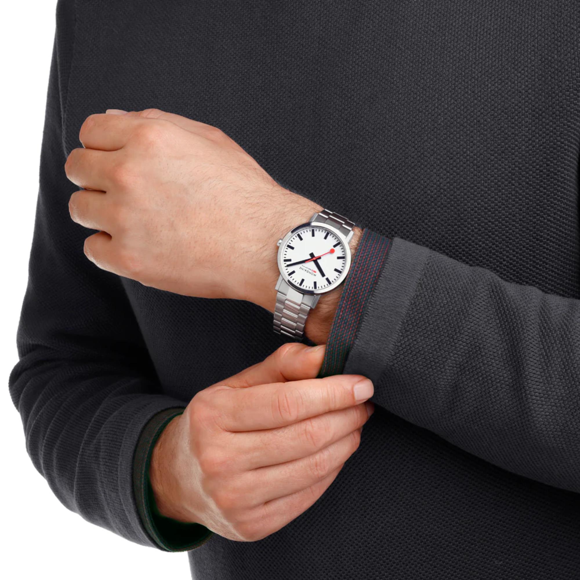Mondaine Classic Stainless Steel Strap White Dial Unisex Watch A660.30360.11SBJ