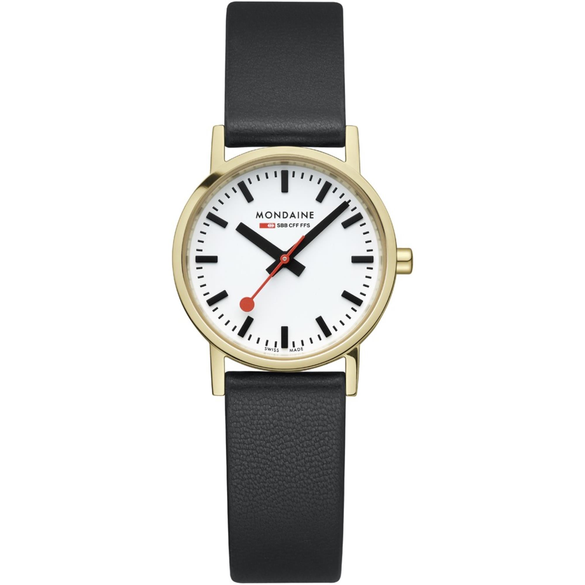 Mondaine Classic White Dial Black Leather Strap Women’s Watch A658.30323.10SBBV