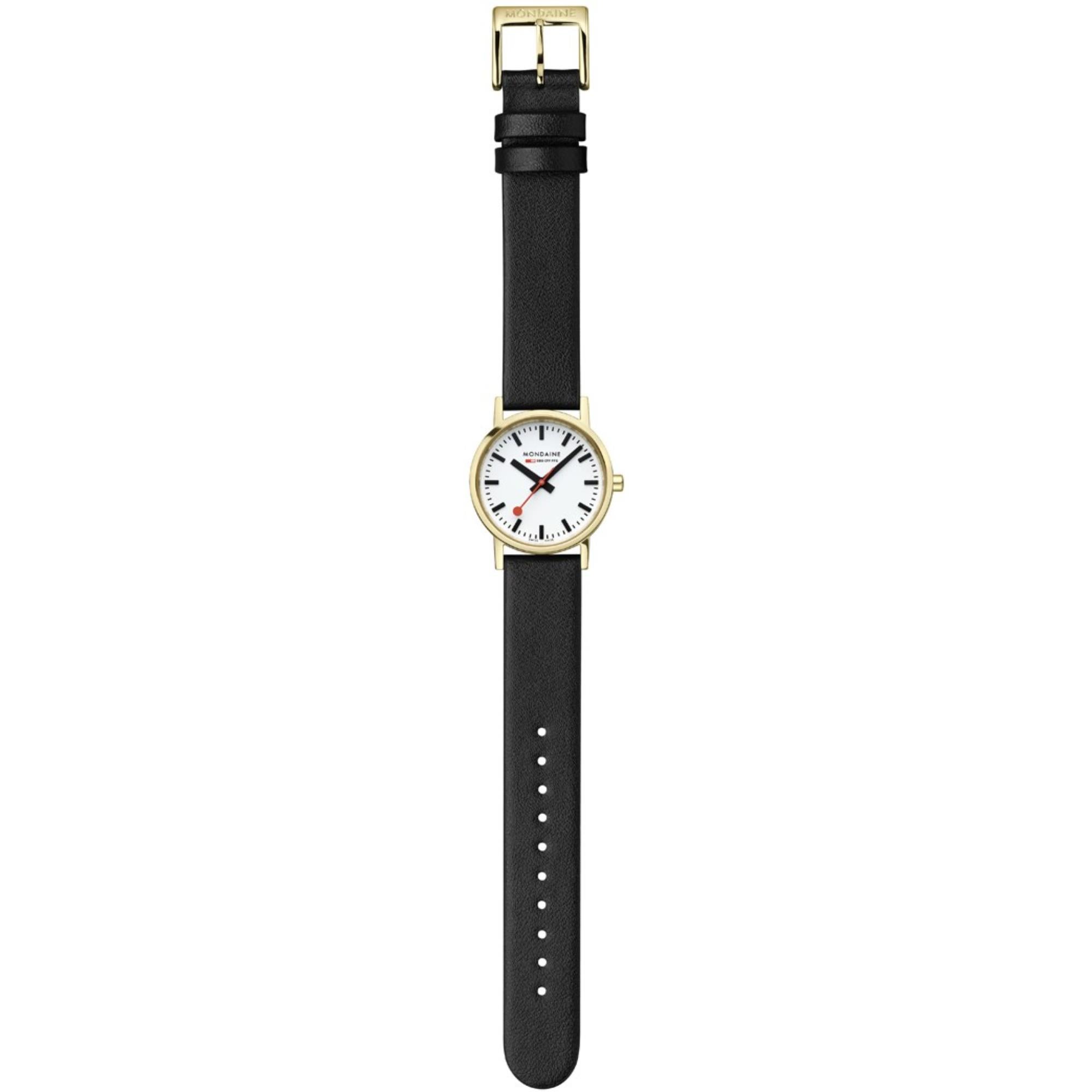 Mondaine Classic White Dial Black Leather Strap Women’s Watch A658.30323.10SBBV
