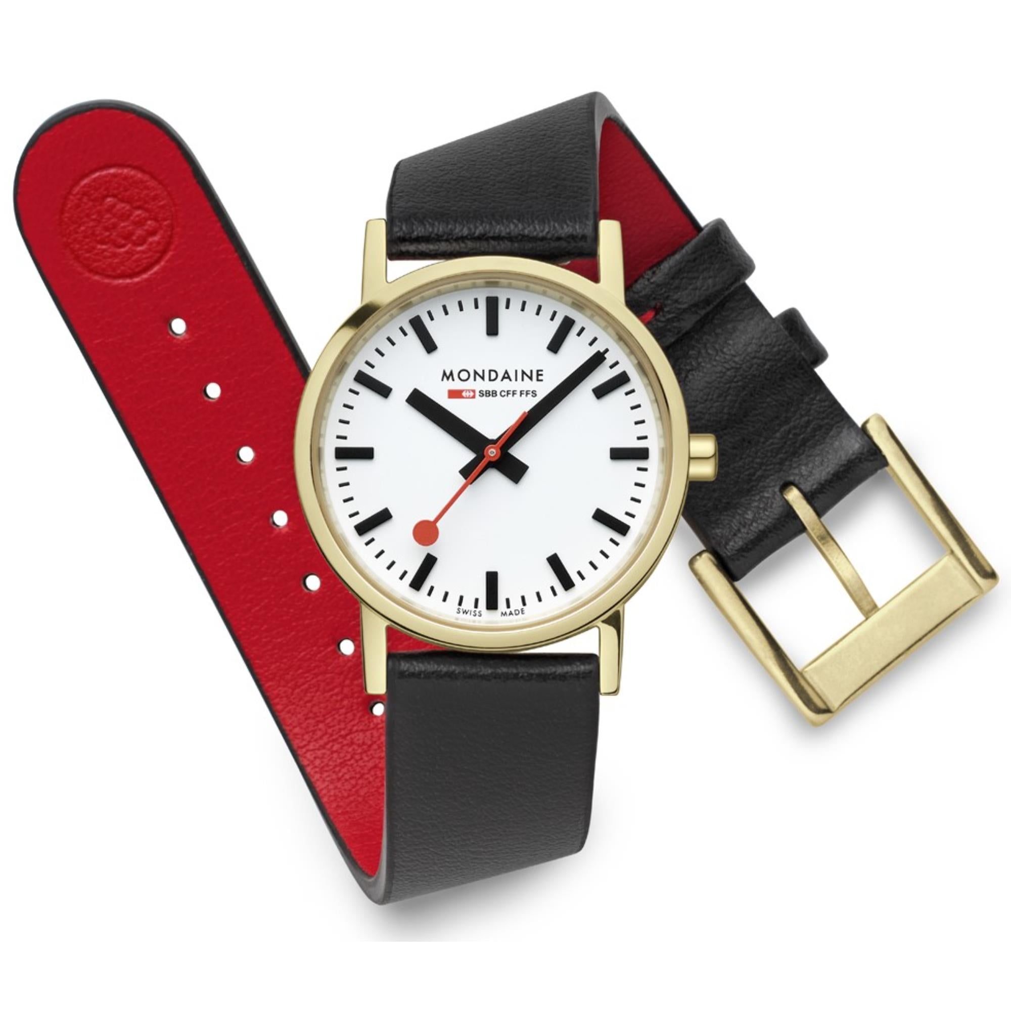 Mondaine Classic White Dial Black Leather Strap Women’s Watch A658.30323.10SBBV