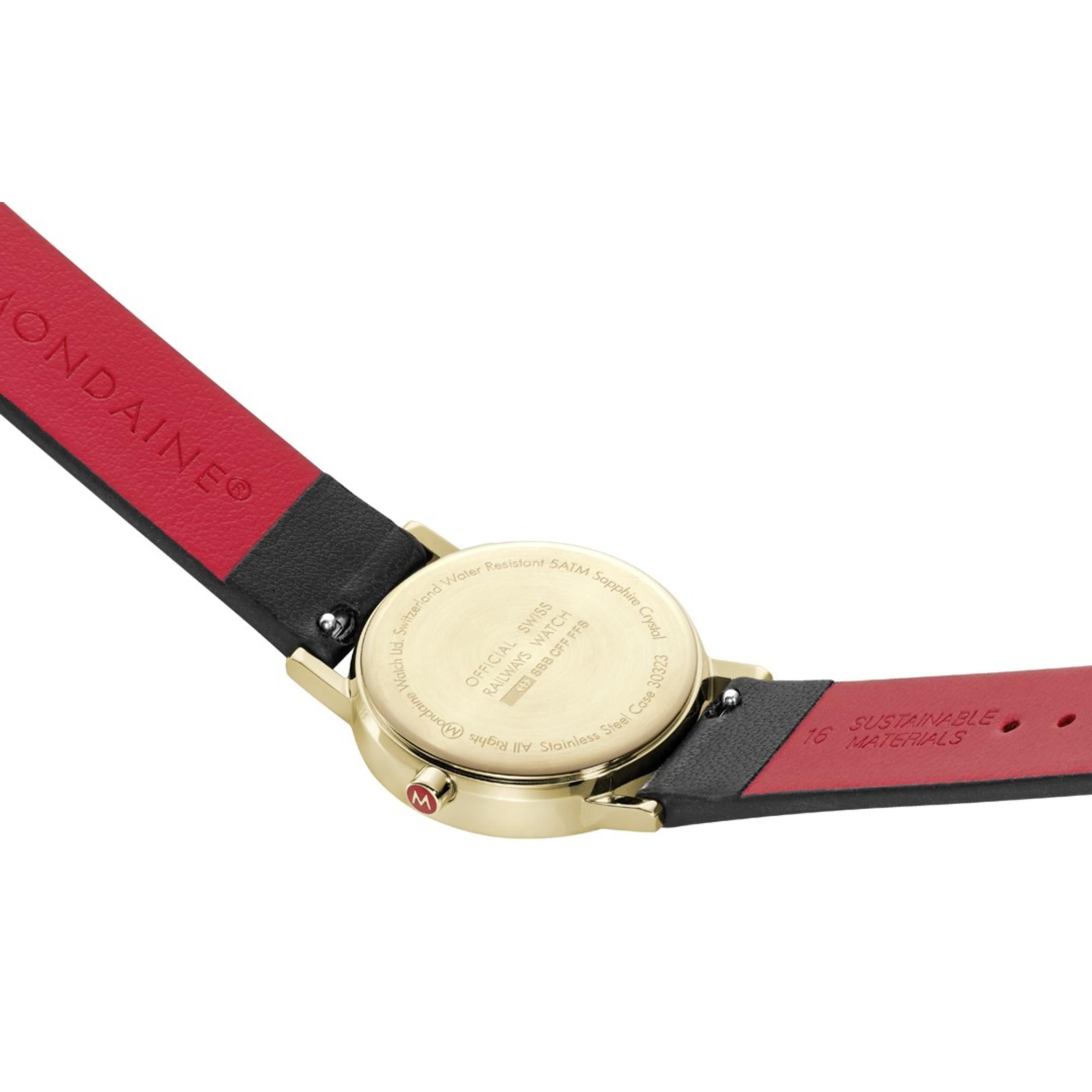Mondaine Classic White Dial Black Leather Strap Women’s Watch A658.30323.10SBBV