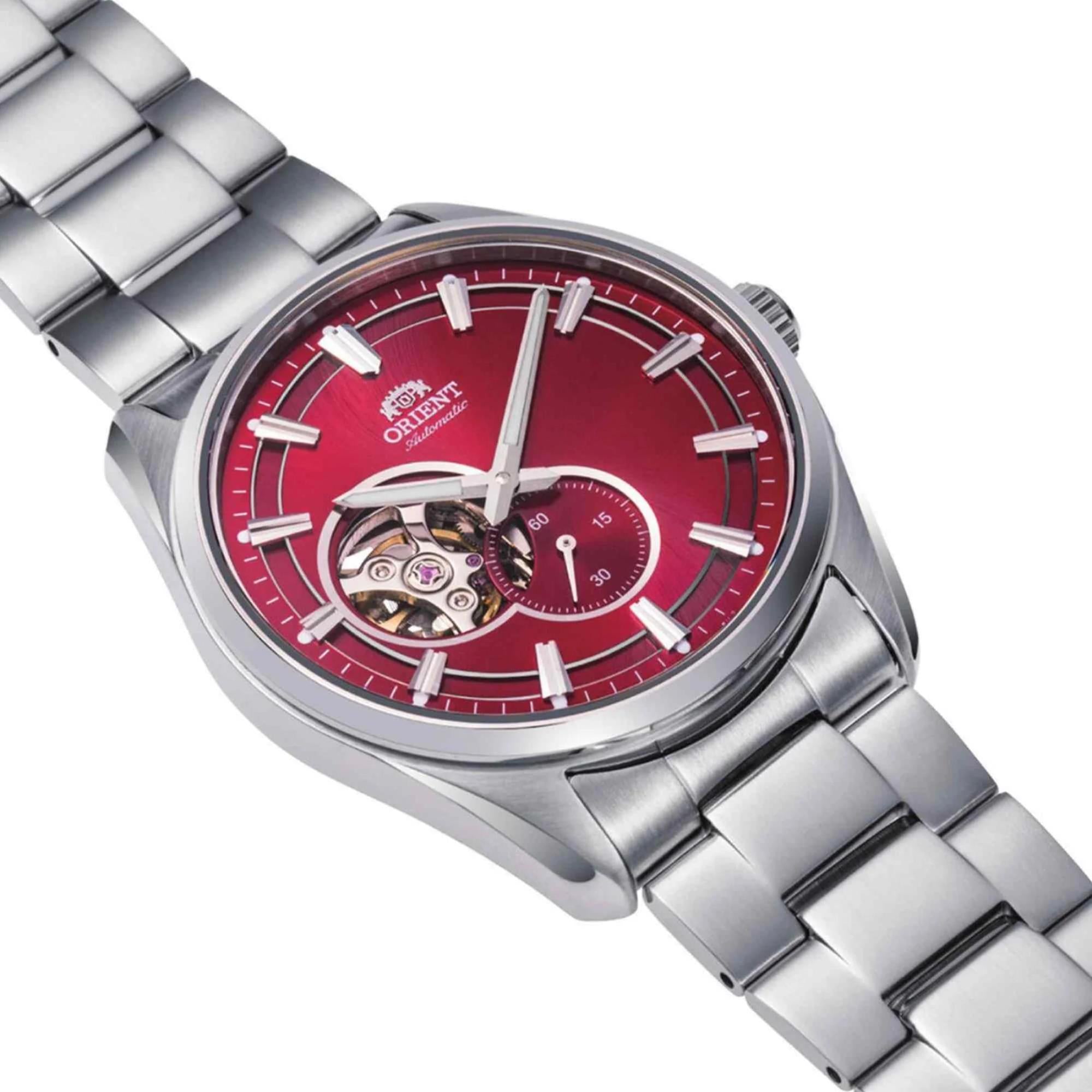 Orient Contemporary 41mm Open Heart Red Dial Steel Mens Automatic Watch RA-AR0010R30B