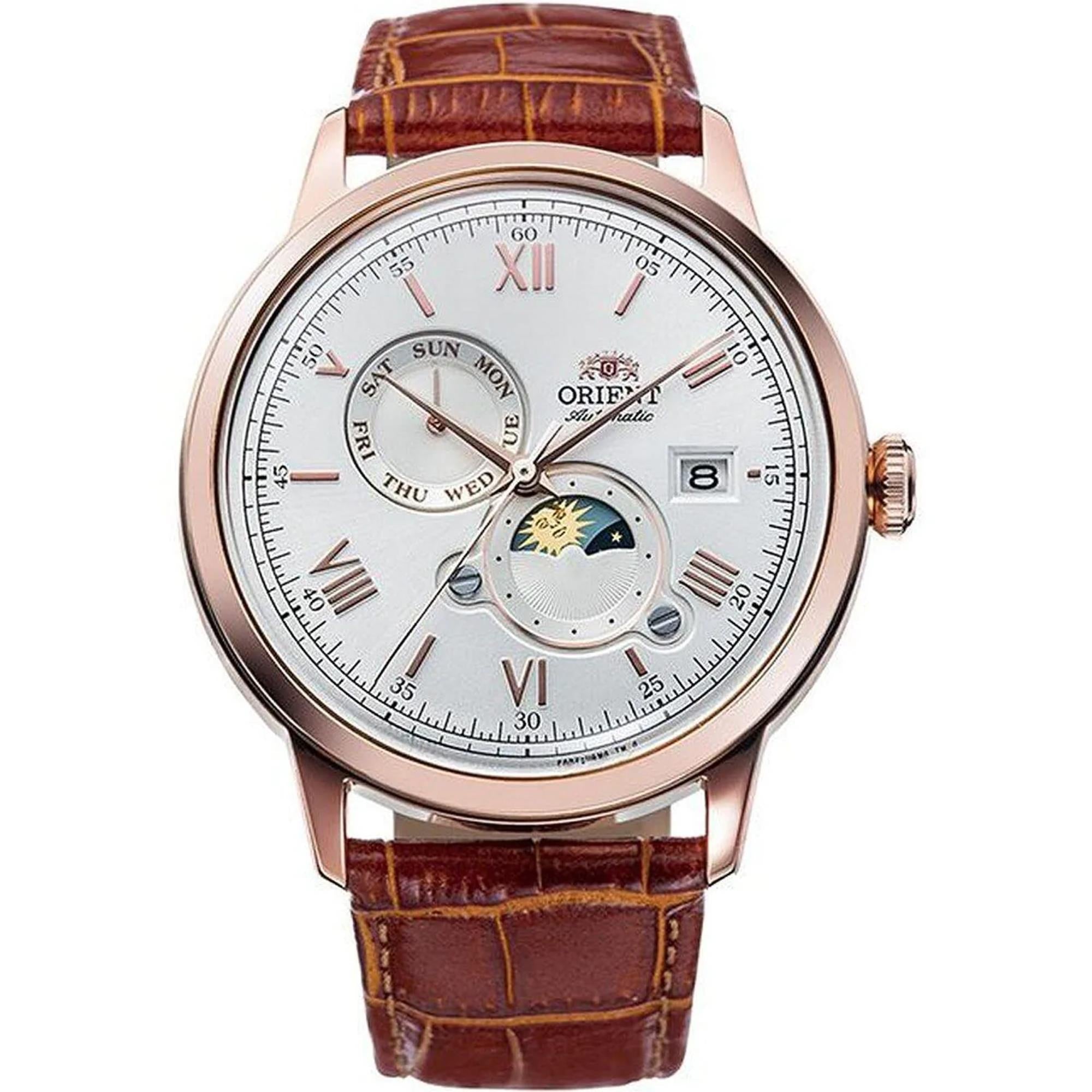 Orient Bambino Sun & Moon Automatic Silver Dial Men's Watch RA-AK0801S30B