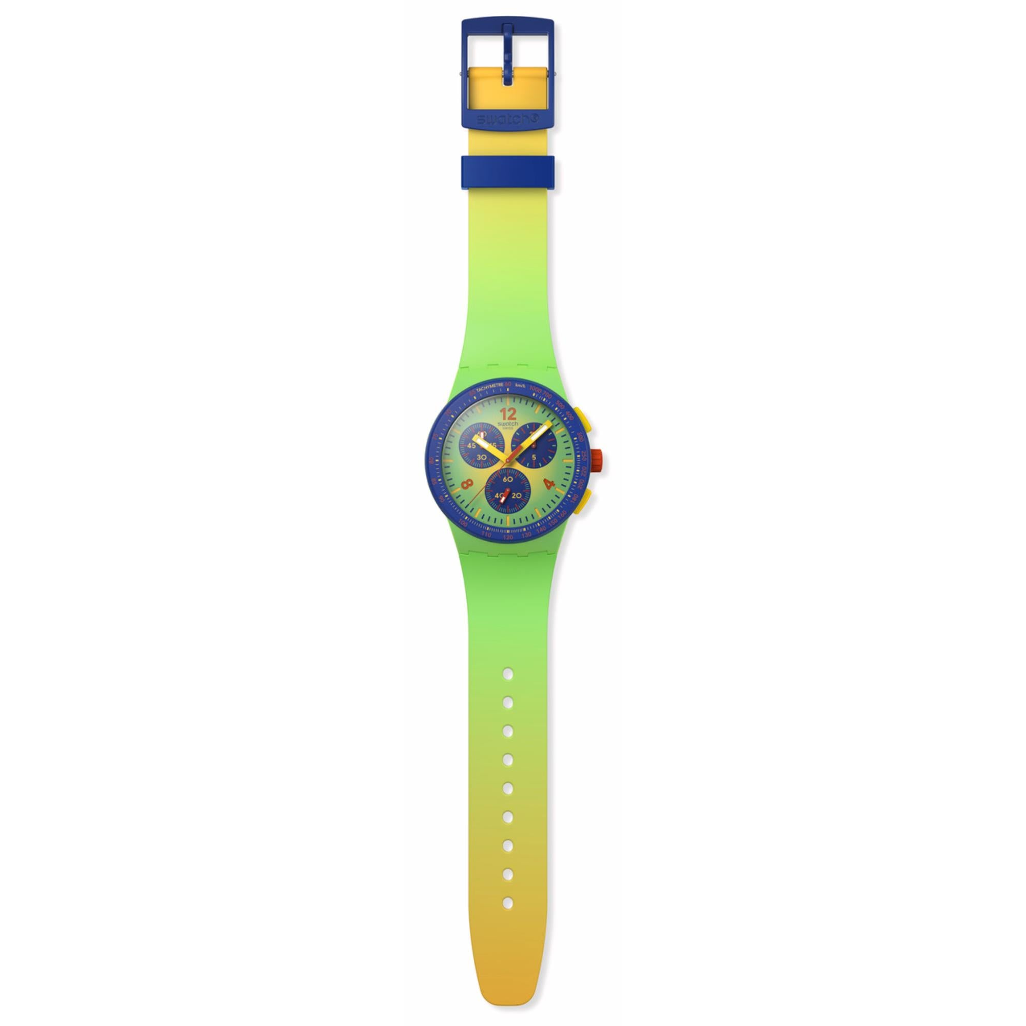 Swatch Flowing Freshly Green Dial Silicone Strap Unisex Watch SUSG101