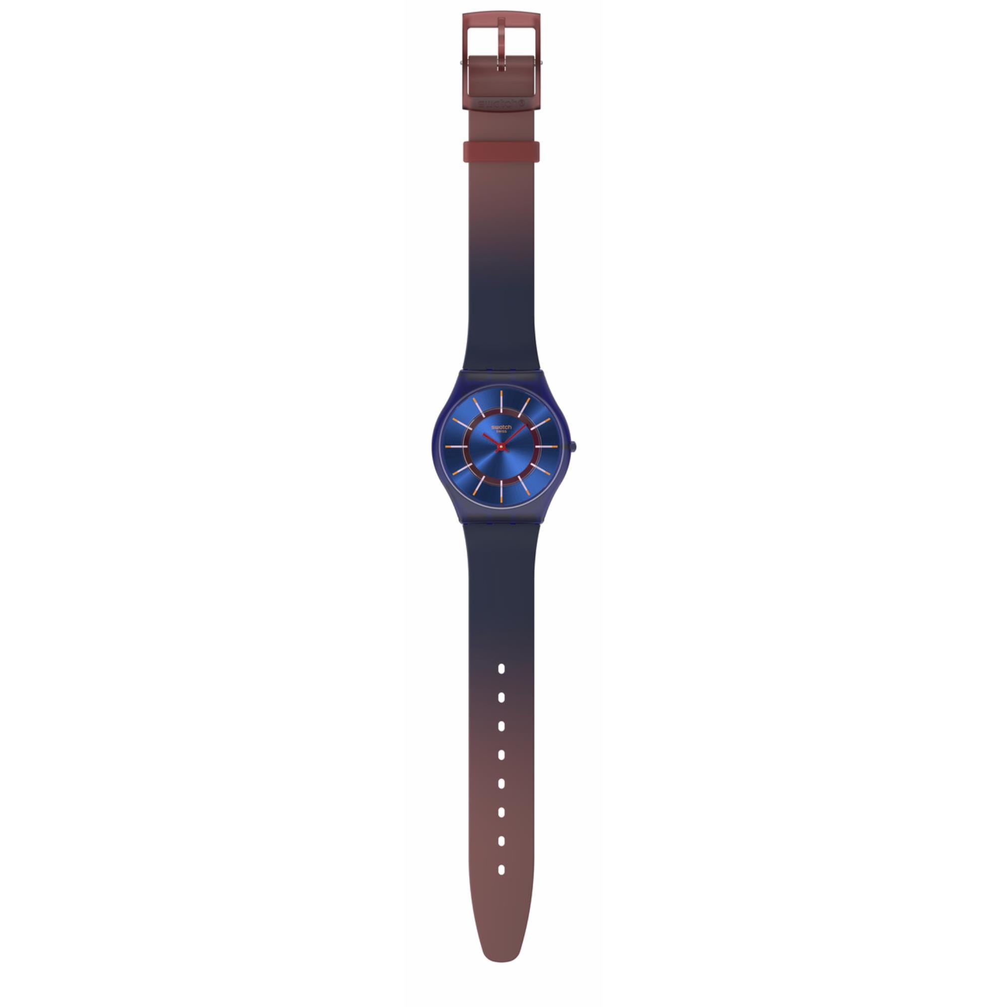 Swatch Very Jazzy Berry Blue Dial Silicone Strap Unisex Watch SS08N117