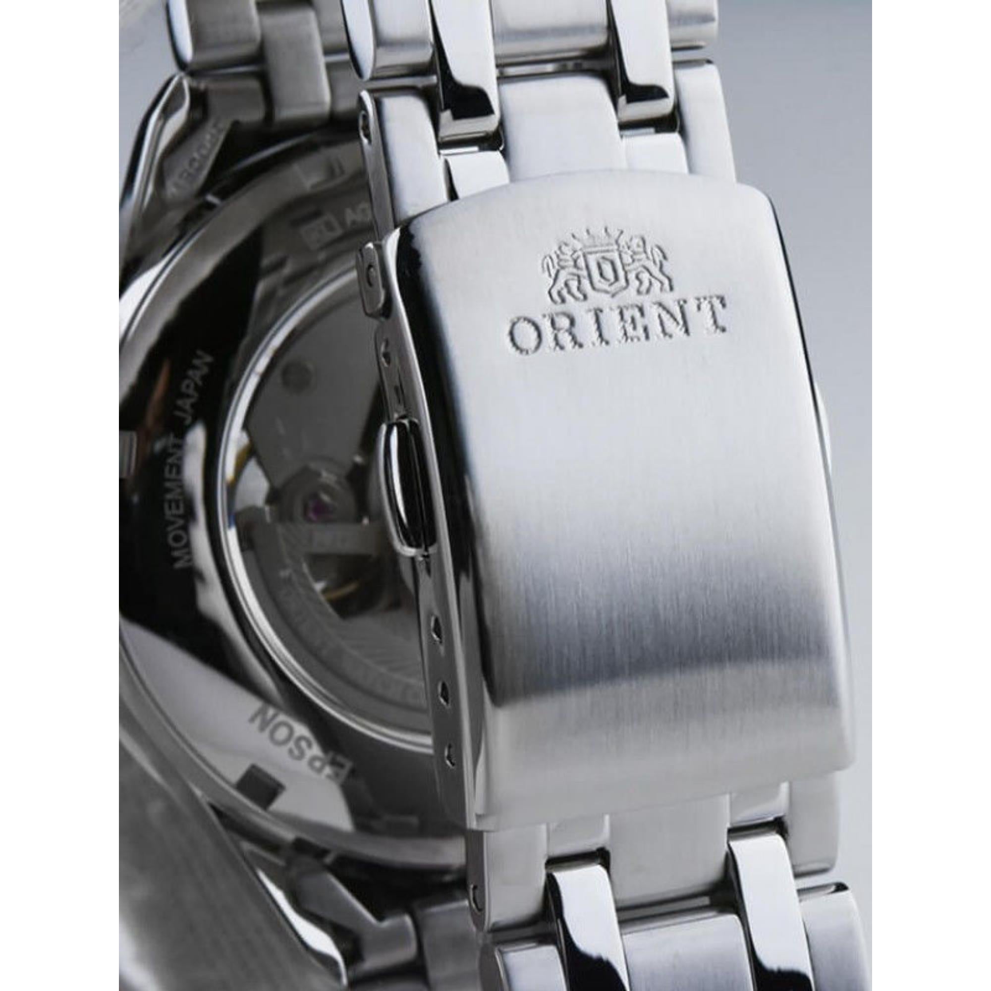 Orient Contemporary Open-Heart Automatic Black Dial Steel Strap Men's Watch TAG03001B0