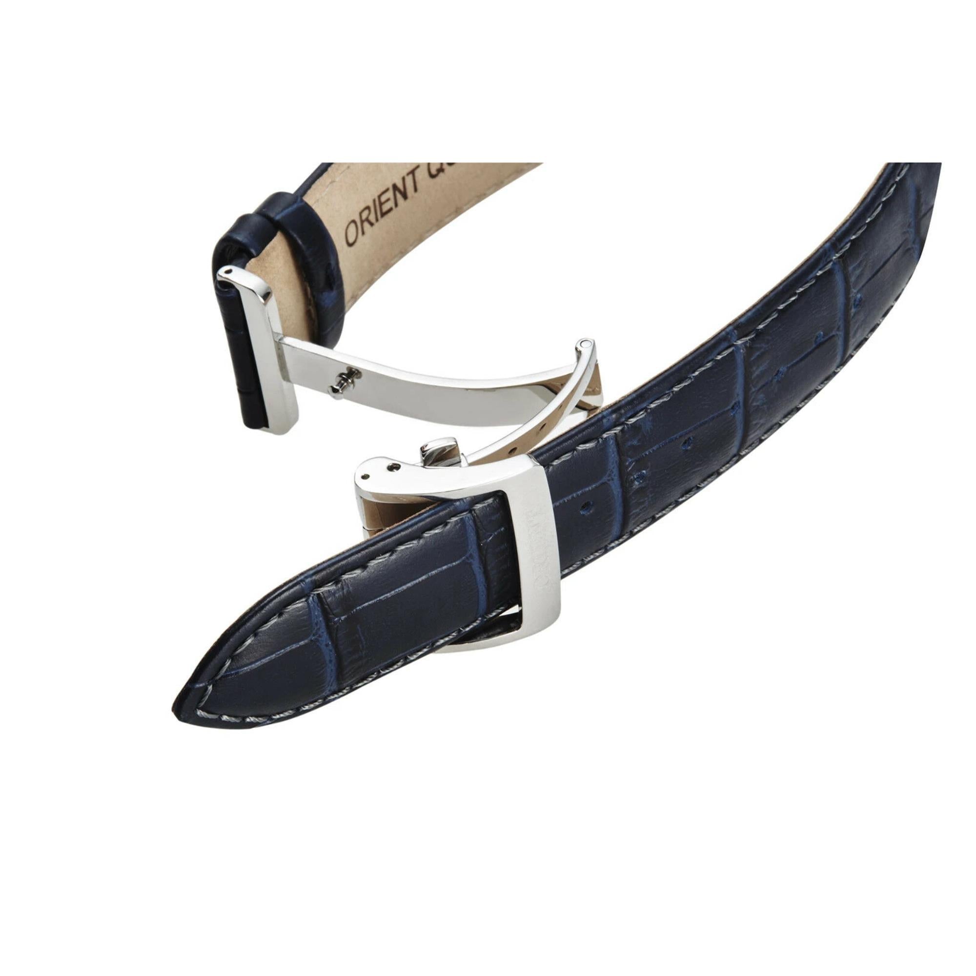 Orient Sun and Moon Automatic Blue Dial Leather Strap Men's Watch RA-AK0011D30B