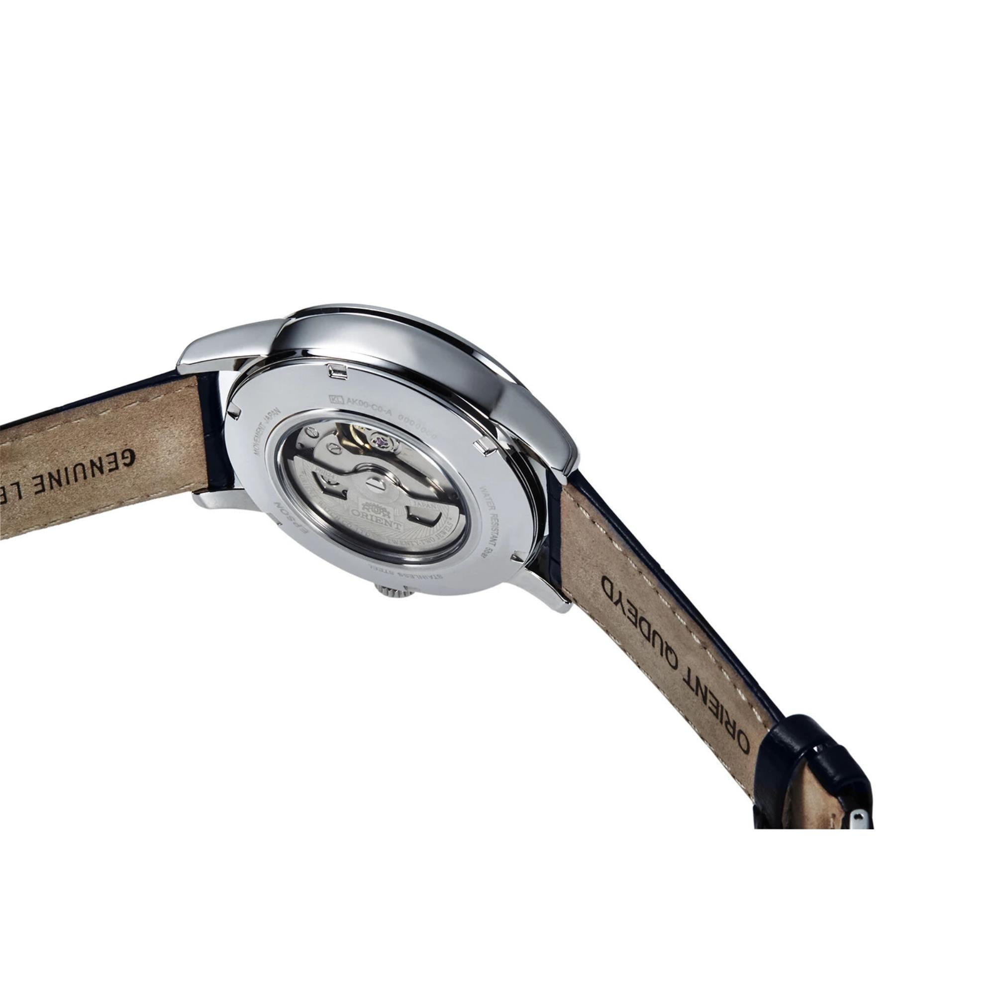 Orient Sun and Moon Automatic Blue Dial Leather Strap Men's Watch RA-AK0011D30B