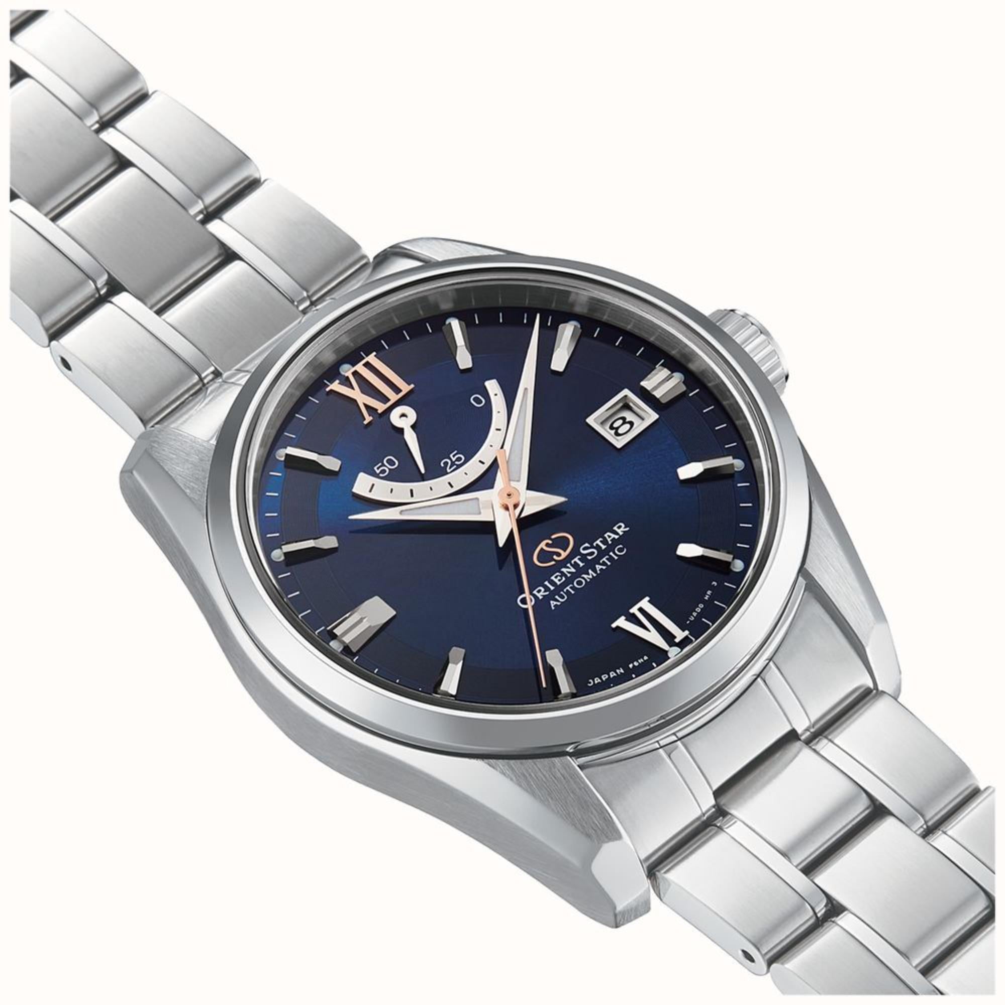 Orient Star Contemporary Date Mechanical Blue Dial Stainless Steel Unisex Watch RE-AU0005L00B