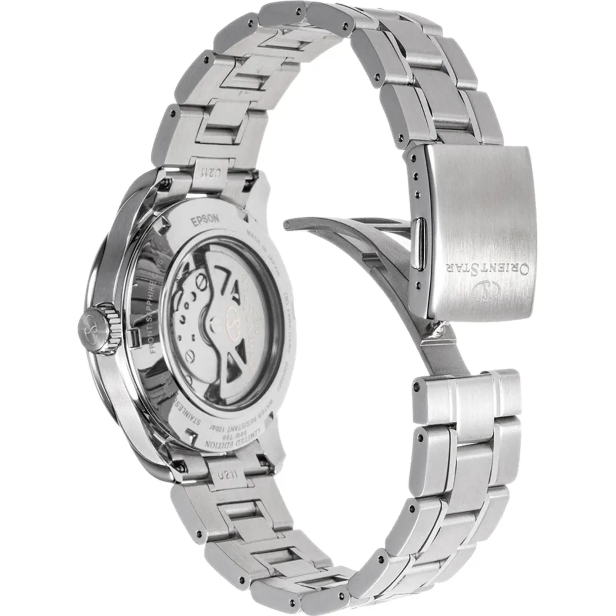 Orient Star Contemporary Open Heart Automatic Limited Edition Blue Dial Stainless Steel Strap Men's Watch RE-AT0019L00B