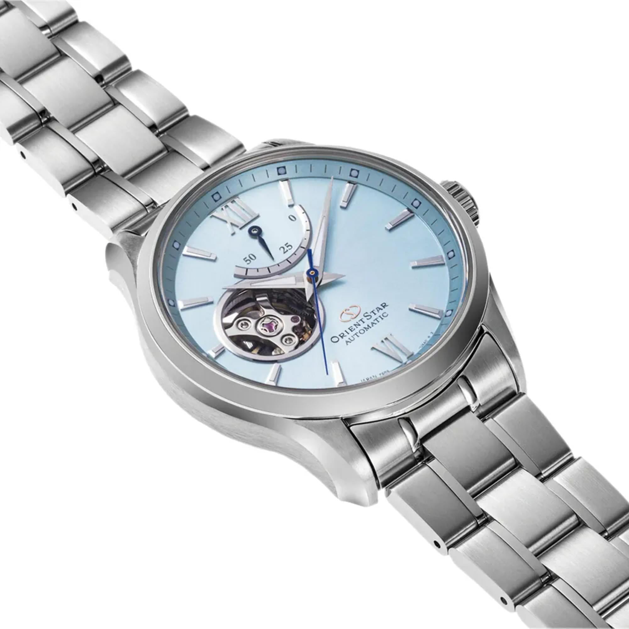 Orient Star Contemporary Open Heart Automatic Limited Edition Blue Dial Stainless Steel Strap Men's Watch RE-AT0019L00B