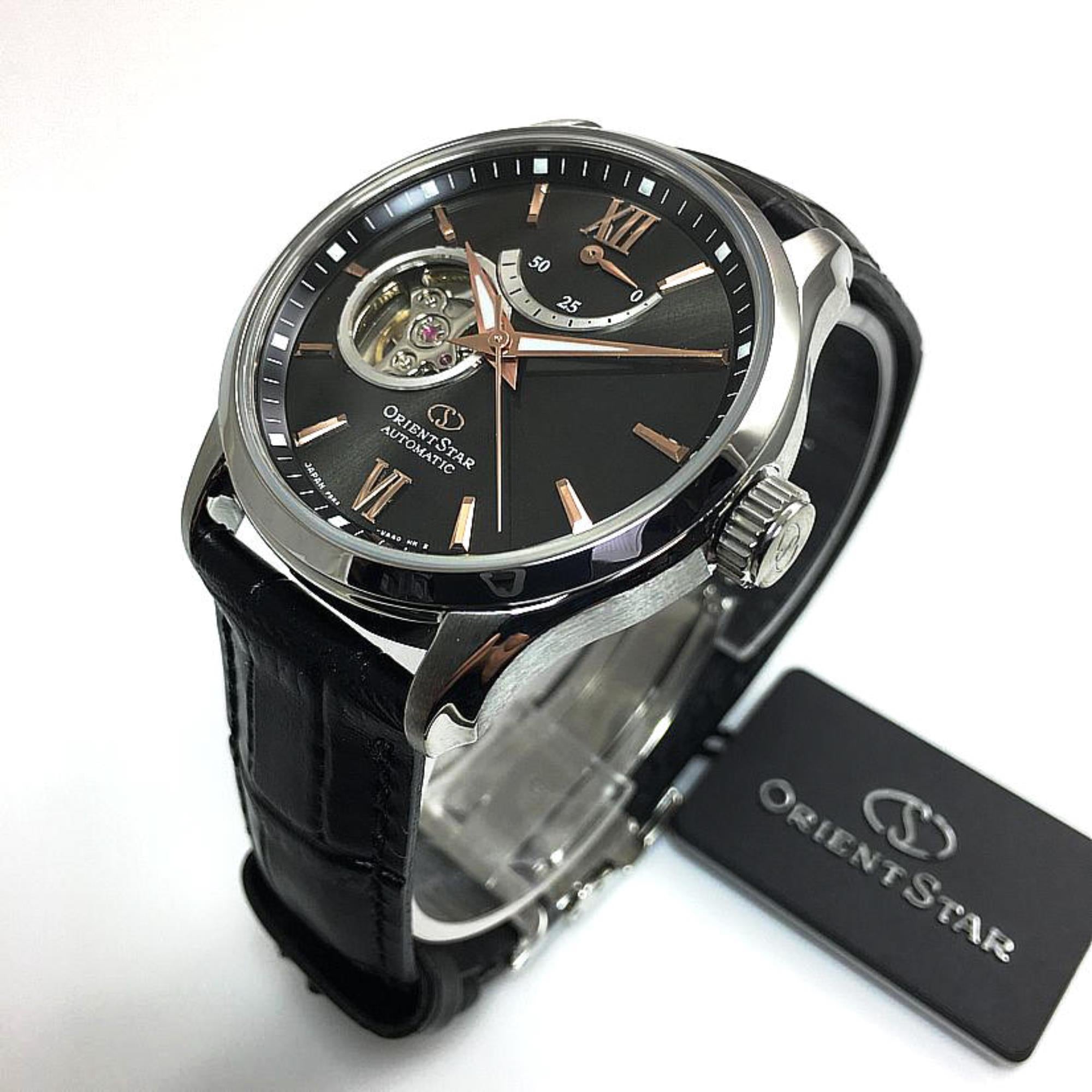 Orient Star Contemporary Open Heart Automatic Sapphire Brown Dial Leather Strap Men's Watch RE-AT0007N00B