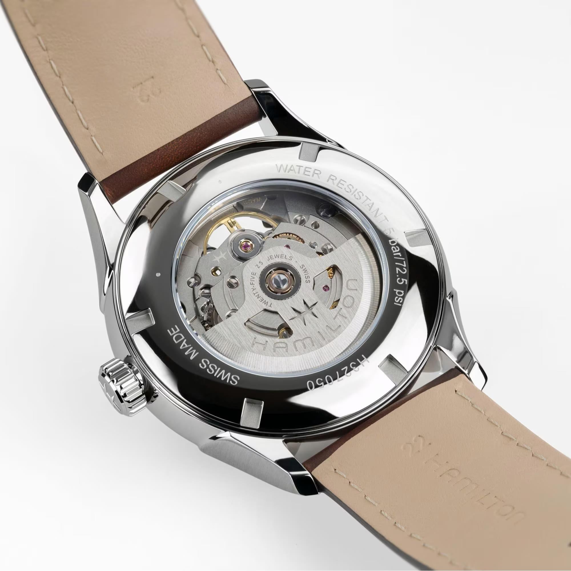 Hamilton Jazzmaster Open Heart Auto Green Dial Leather Strap Men's Dress Watch H32705560