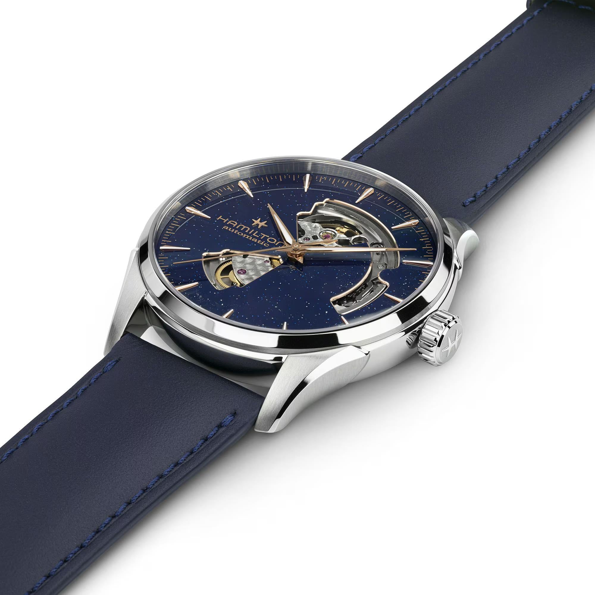 Hamilton Jazzmaster Open Heart Auto Blue Dial Leather Strap Men's Watch H32705640