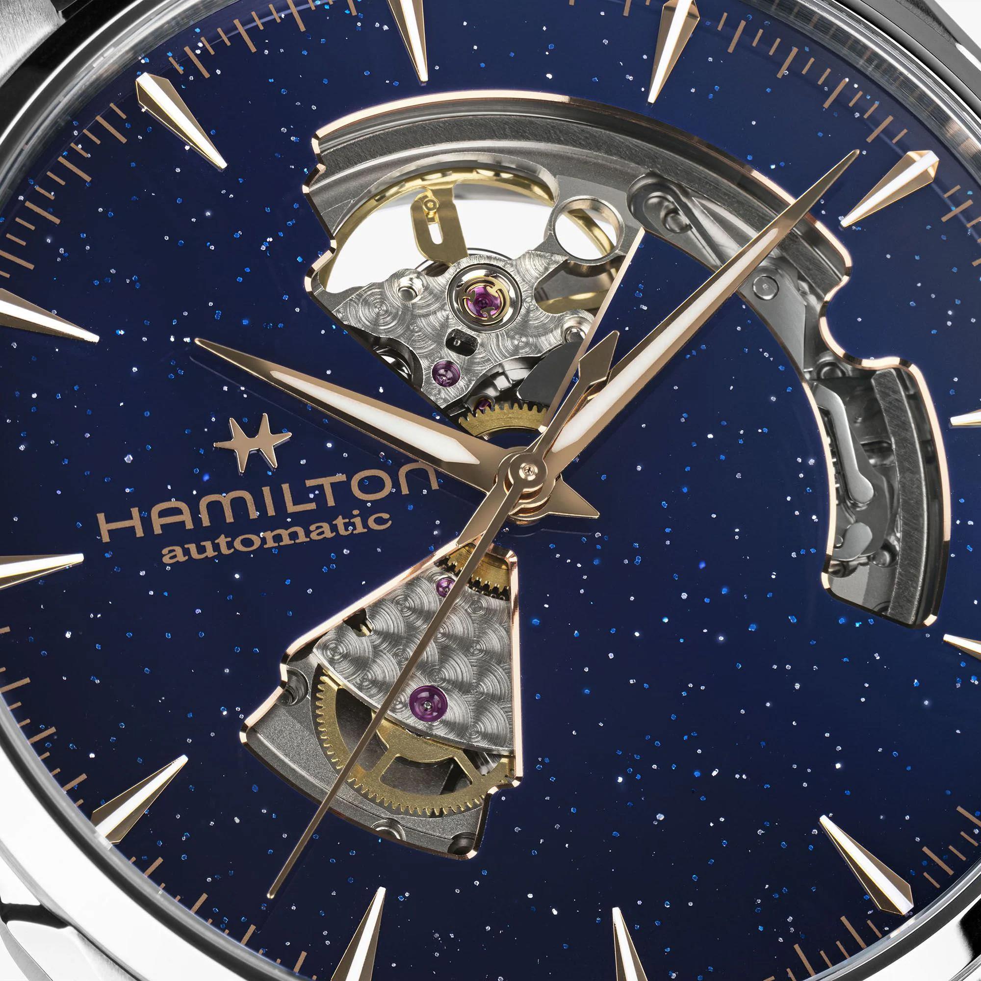 Hamilton Jazzmaster Open Heart Auto Blue Dial Leather Strap Men's Dress Watch H32705640