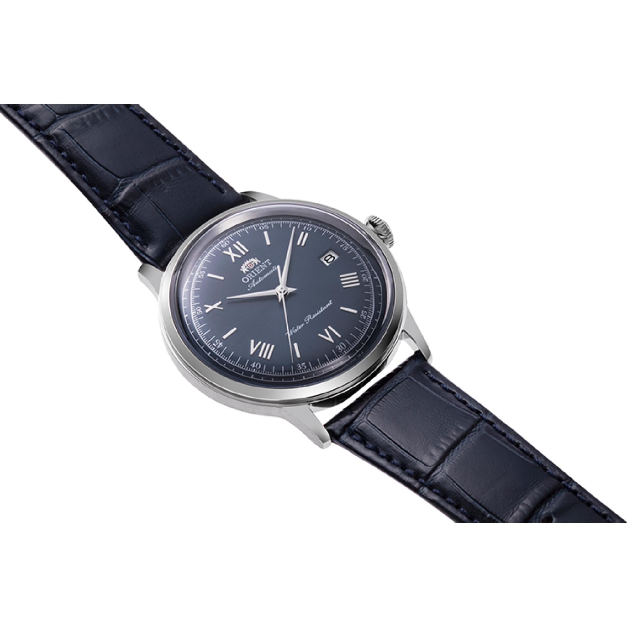 Orient Bambino Classic Vintage Style Navy Blue Dial Leather Strap Men's Watch RA-AC0024L30B