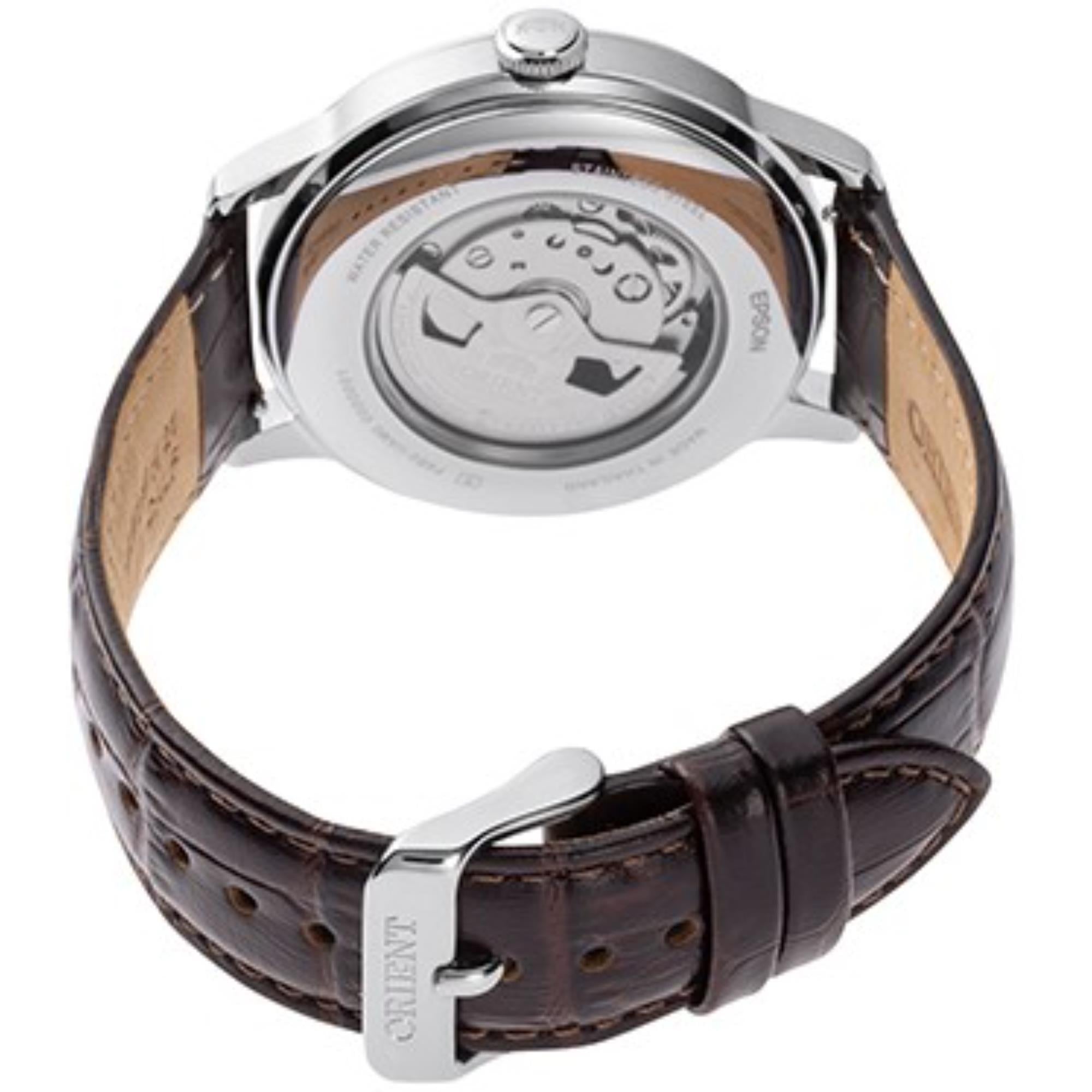 Orient Bambino Sun & Moon Green Dial Leather Strap Men's Watch RA-AK0805E30B