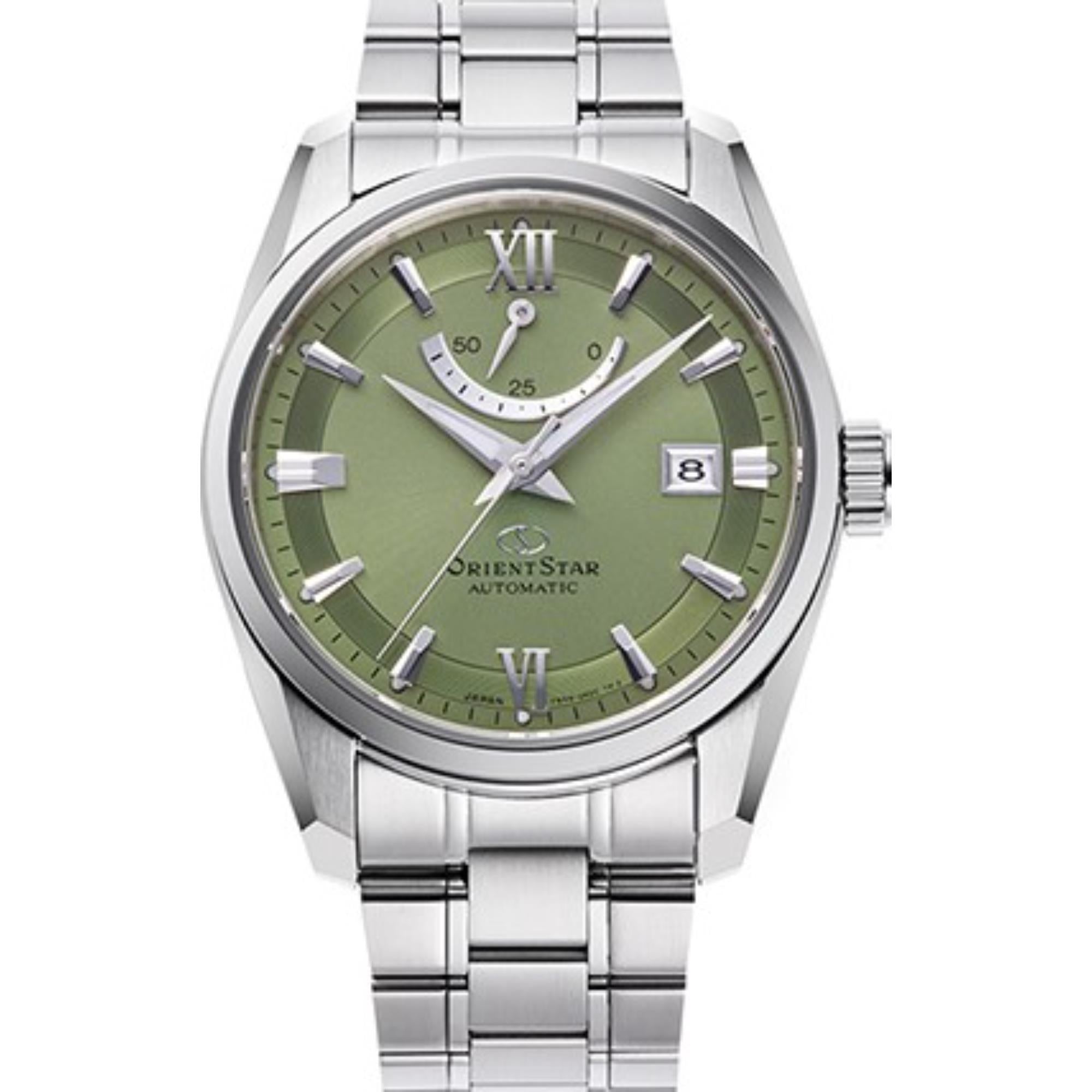Orient Star Contemporary Green Dial Stainless Steel Strap Unisex Watch RE-AU0107E00B