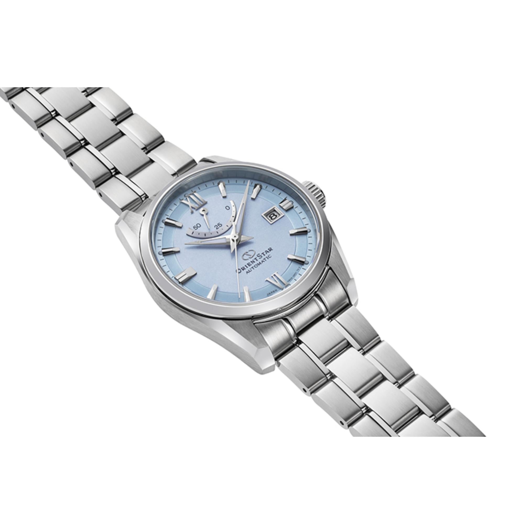 Orient Star Contemporary Blue Dial Stainless Steel Strap Unisex Watch RE-AU0109L00B