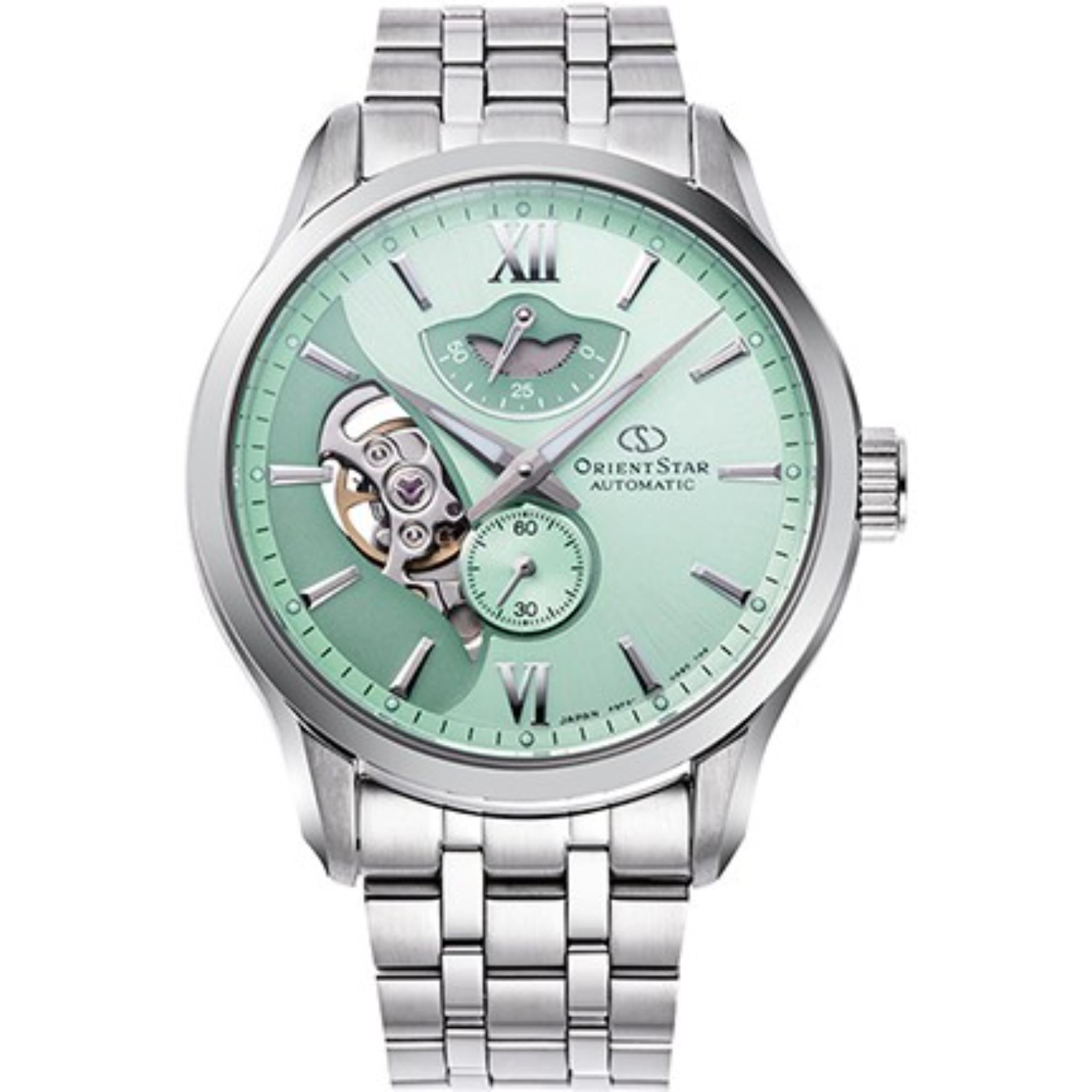 Orient Star Contemporary Mint Green Dial Stainless Steel Strap Men's Watch RE-AV0B11E00B