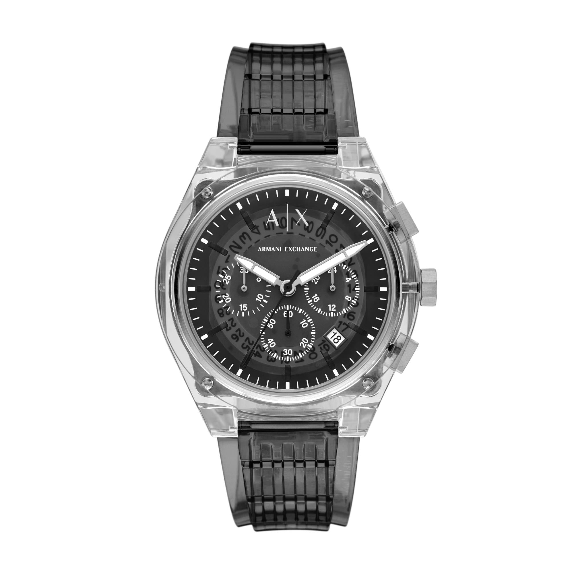 Armani Exchange Rafael Chronograph Grey Dial Thermoplastic Polyurethane Strap Men's Watch AX4167